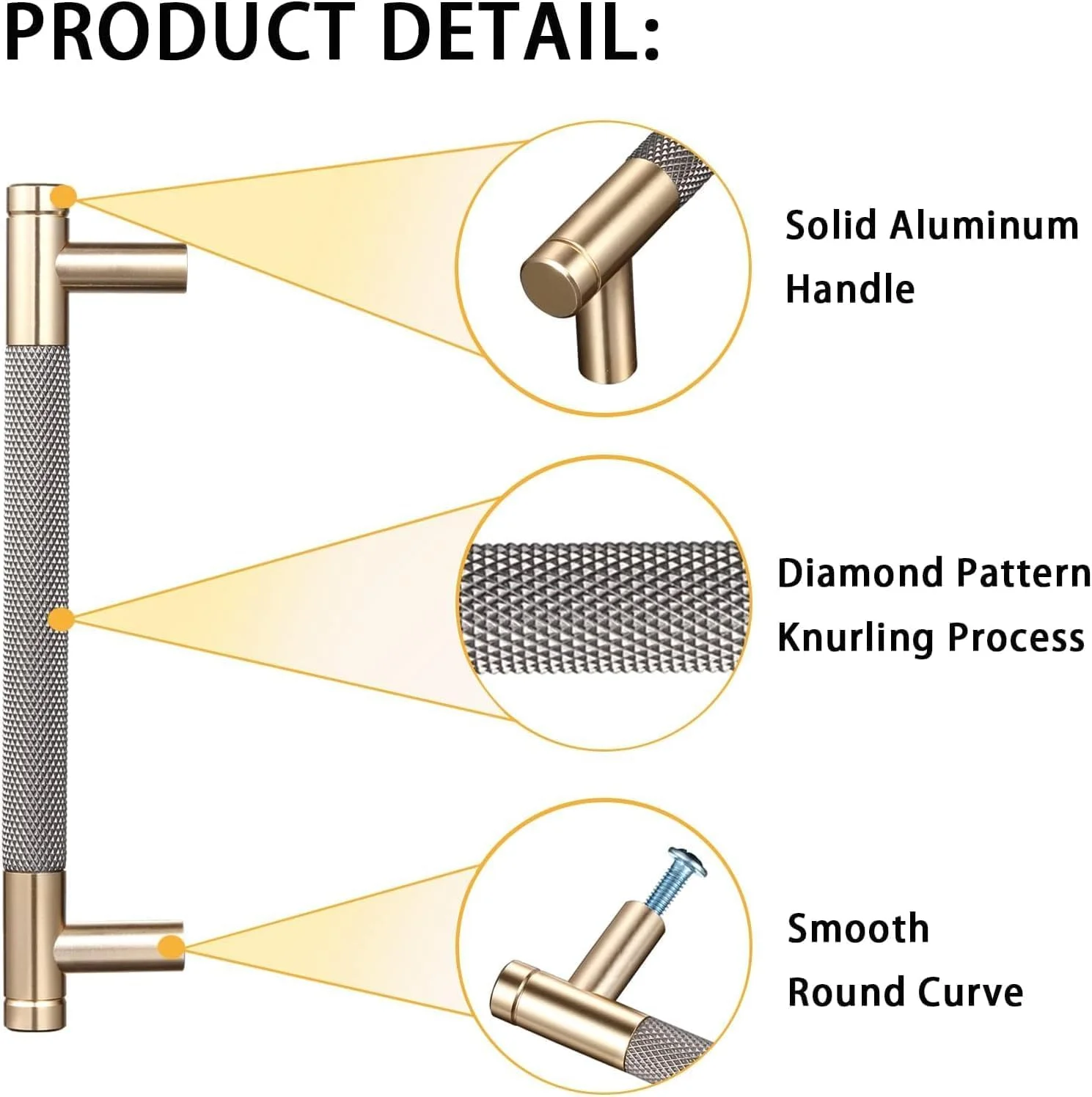 دستگیره کابینت TNTAIAHL بسته 6 عددی، 6.2 اینچی، مدرن خاکستری و طلایی، دستگیره های آلومینیومی کابینت با طرح الماسی آجدار، سخت افزار کشو برای درب کابینت آشپزخانه و حمام (مرکز سوراخ 5 اینچی)