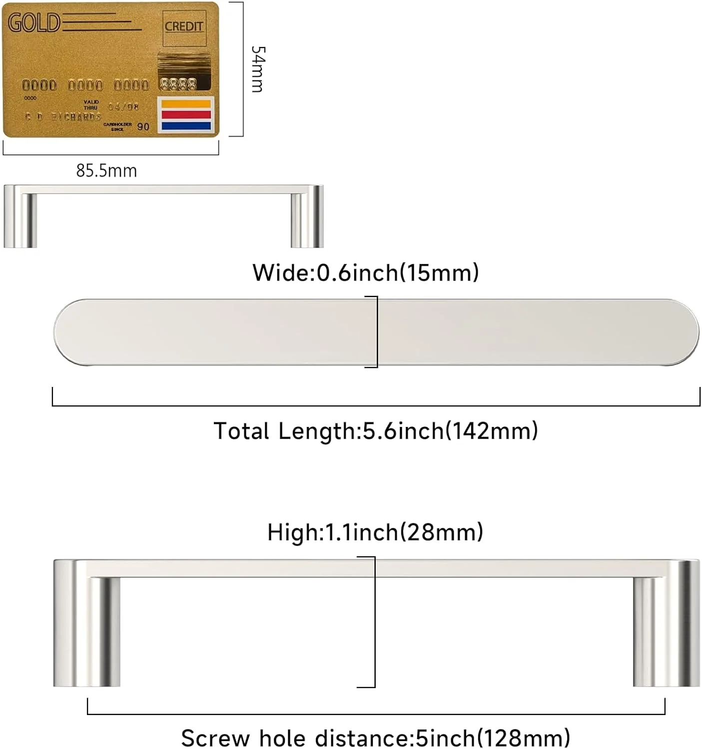 دستگیره کابینت Amerdeco مدل ZH0005BSN، رنگ نیکل ساتن برس خورده، طول 128 میلی متر (10 عددی)، دستگیره های مدرن آشپزخانه برای کابینت، کمد، کشو