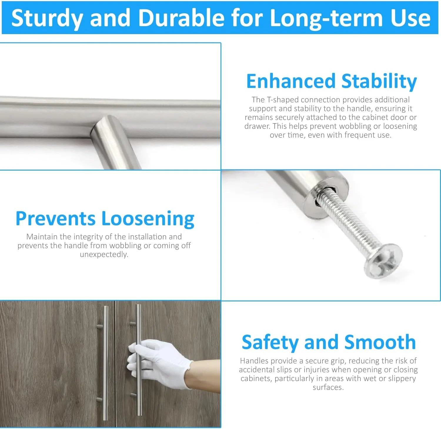 دستگیره درب روبیک، 5 عدد دستگیره میله ای استیل 10 سانتی متری برای مبلمان، کابینت آشپزخانه، کشو کمد - نقره ای