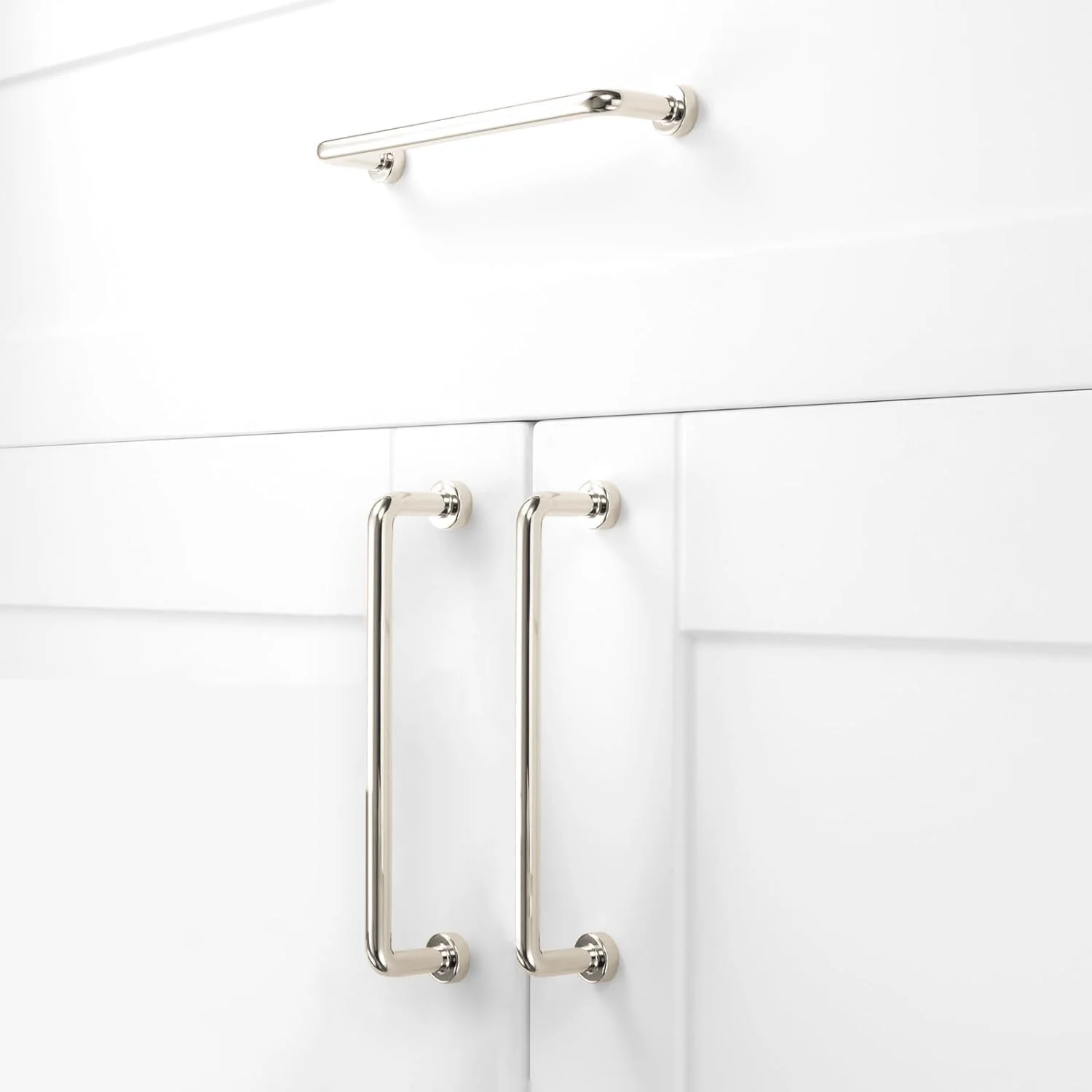 دستگیره کابینت نیکل براق Khtumeware بسته 10 عددی، 5 اینچ (128 میلی متر) فاصله سوراخ، دستگیره های کابینت سخت افزار آشپزخانه میله ای مستقیم برای کابینت و کشو