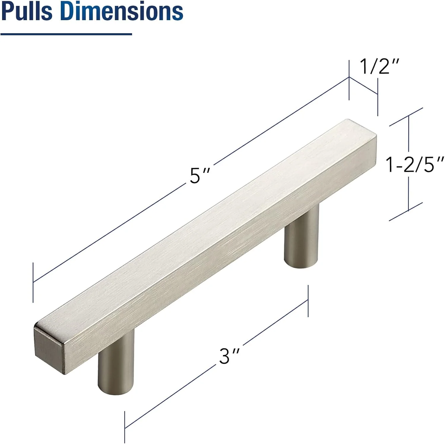 دستگیره کابینت آشپزخانه نیکل برس خورده بسته 10 عددی، دستگیره های کشو کابینت آشپزخانه برای کمد 5 اینچی با مرکز سوراخ 3 اینچی، دستگیره های کشو میله ای مربعی، سخت افزار کابینت آشپزخانه استیل ضد زنگ