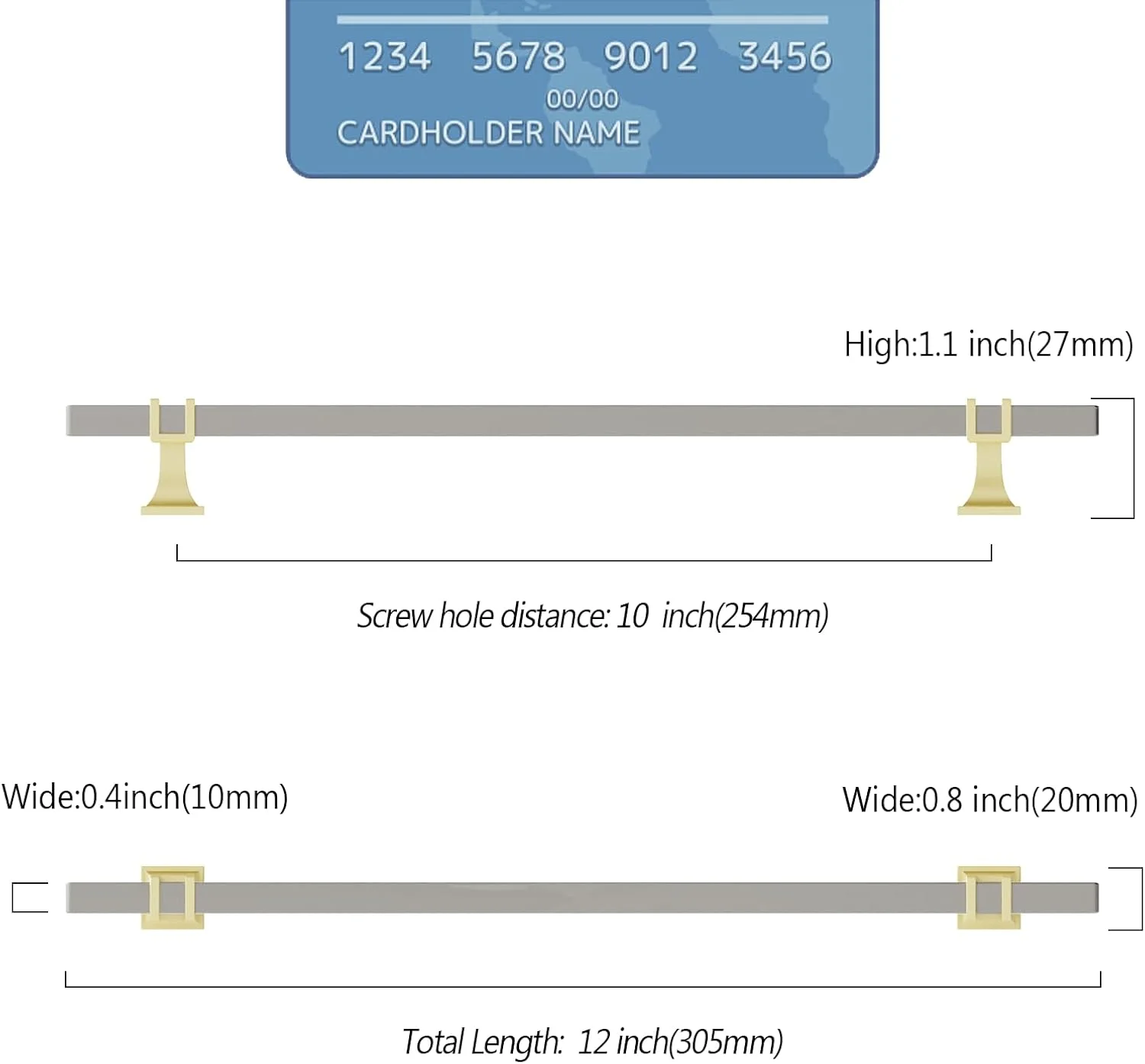 دستگیره کابینت 9BUILD بسته 10 عددی، 10 اینچی، نیکل ساتن برس خورده، دستگیره های سخت افزاری کابینت آشپزخانه، دستگیره های T شکل برای کشو