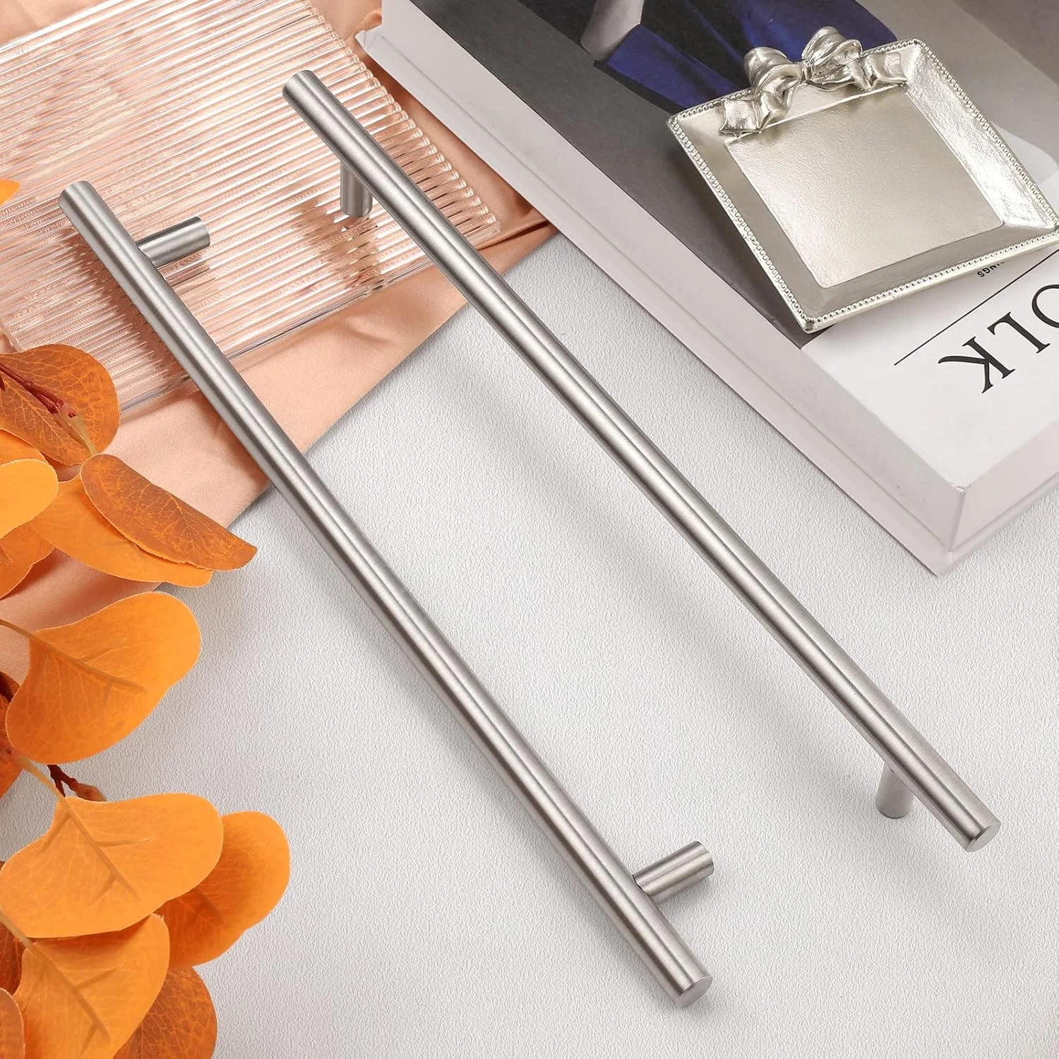 دستگیره کابینت پروبریكو، بسته 10 عددی، 25.4 سانتی‌متری، نیکل برس خورده، دستگیره T شکل استیل ضد زنگ برای کابینت آشپزخانه، کشو و کمد