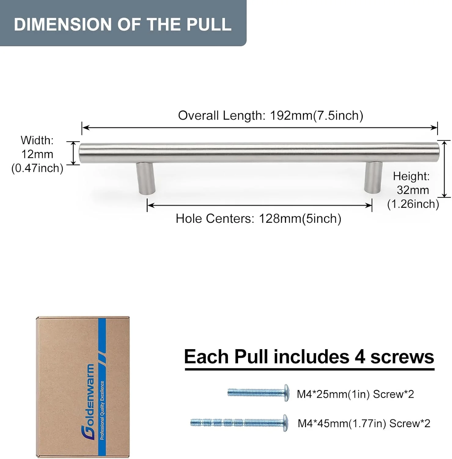 دستگیره کابینت آشپزخانه Goldenwarm، بسته 10 عددی، نیکل برس خورده - مرکز سوراخ 5 اینچ، دستگیره های کشو و درب - دستگیره های T شکل گرد - دستگیره های کشو استیل ضد زنگ