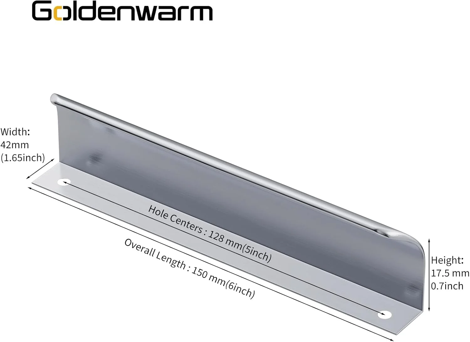 گلدن وارم بسته 10 عددی دستگیره کابینت نیکل برس خورده 128 میلی‌متری (5 اینچی)، دستگیره مدرن کشو، دستگیره لبه انگشتی آلومینیومی، دستگیره پروفیل منحنی، دستگیره مخفی مبلمان، دستگیره کمد لباس نیکل برس خورده