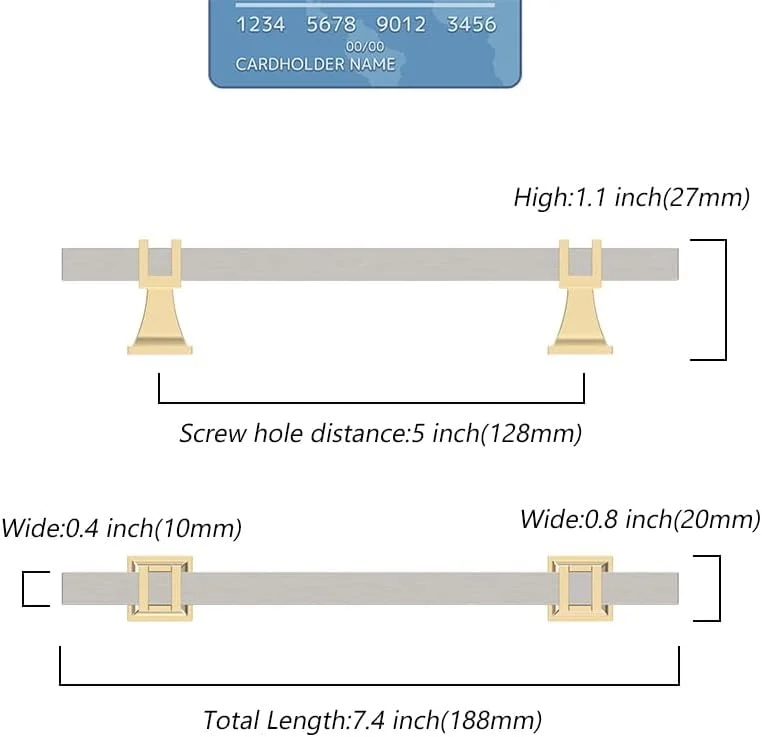 دستگیره کابینت 9BUILD بسته 10 عددی، 5 اینچی، نیکل ساتن برس خورده، دستگیره های سخت افزاری کابینت آشپزخانه، دستگیره های آشپزخانه برای کابینت، دستگیره های کشو تی بار