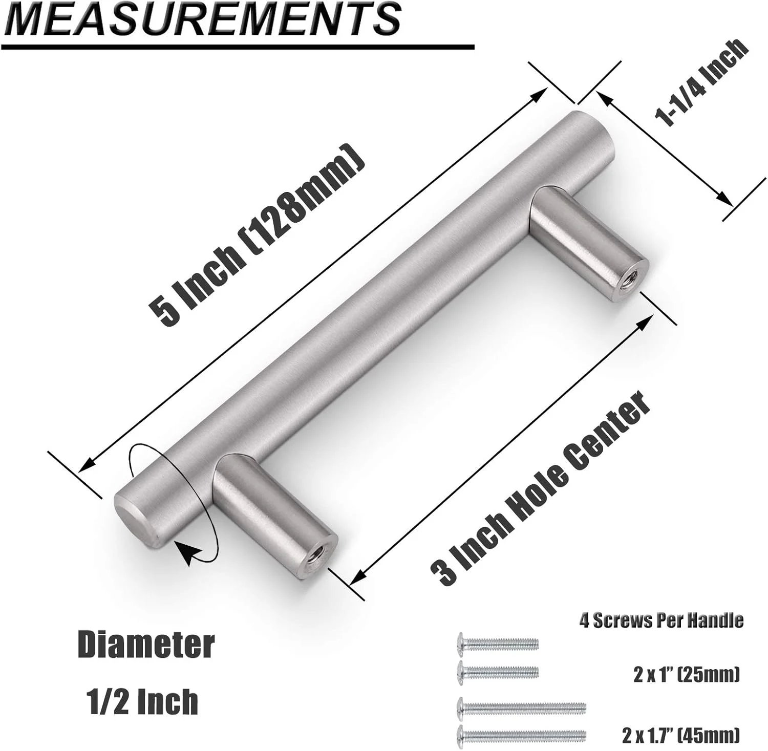 دستگیره های T شکل استیل ضد زنگ نیکل برس خورده Probrico برای درب کابینت آشپزخانه، کشو و دستگیره، بسته 10 عددی PD201SSS76-10Pcs