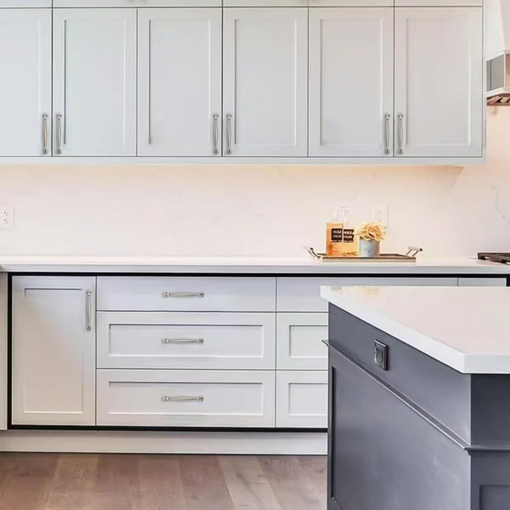 دستگیره کابینت 10 عددی khtumeware، نیکل ساتن برس خورده، سنگین، 128 میلی‌متری، دستگیره کشو و کمد، سخت افزار بادوام و محکم