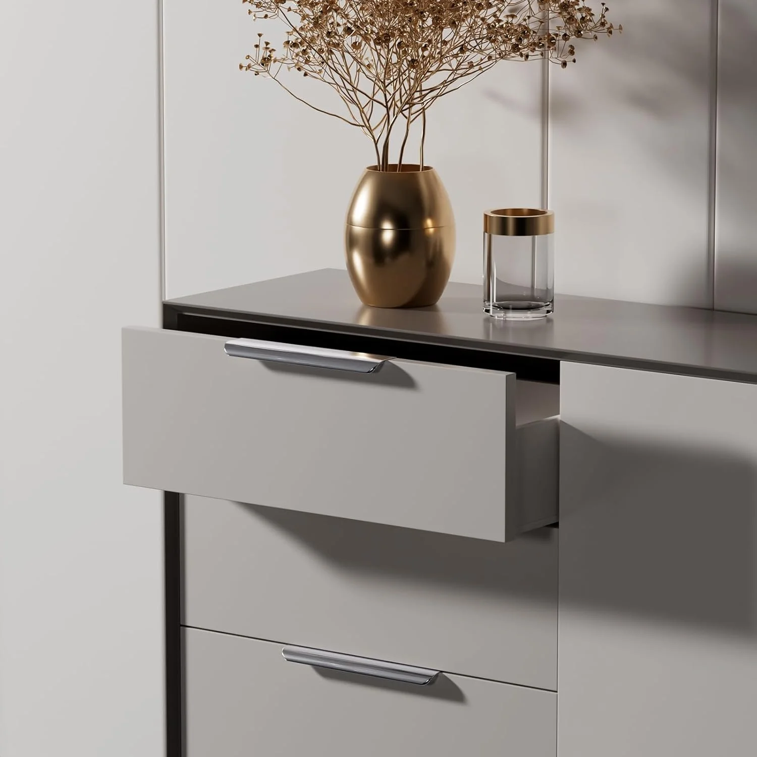 گلدن وارم بسته 10 عددی دستگیره کابینت نیکل برس خورده 128 میلی‌متری (5 اینچی)، دستگیره مدرن کشو، دستگیره لبه انگشتی آلومینیومی، دستگیره پروفیل منحنی، دستگیره مخفی مبلمان، دستگیره کمد لباس نیکل برس خورده