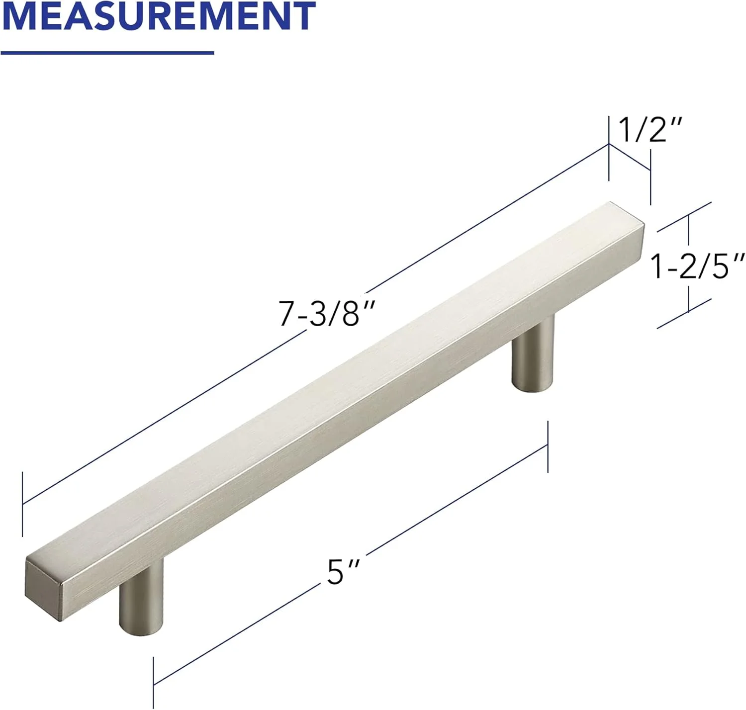 دستگیره کابینت نیکل برس خورده 10 عددی با مرکز سوراخ 5 اینچی (128 میلی متر)، سخت افزار مربعی آشپزخانه برای کابینت ها و کشوها، دستگیره های استیل ضد زنگ، طول کلی 7-3/8 اینچ