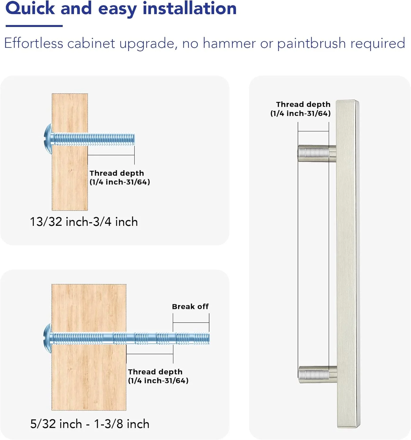دستگیره کابینت نیکل برس خورده 10 عددی با مرکز سوراخ 5 اینچی (128 میلی متر)، سخت افزار مربعی آشپزخانه برای کابینت ها و کشوها، دستگیره های استیل ضد زنگ، طول کلی 7-3/8 اینچ
