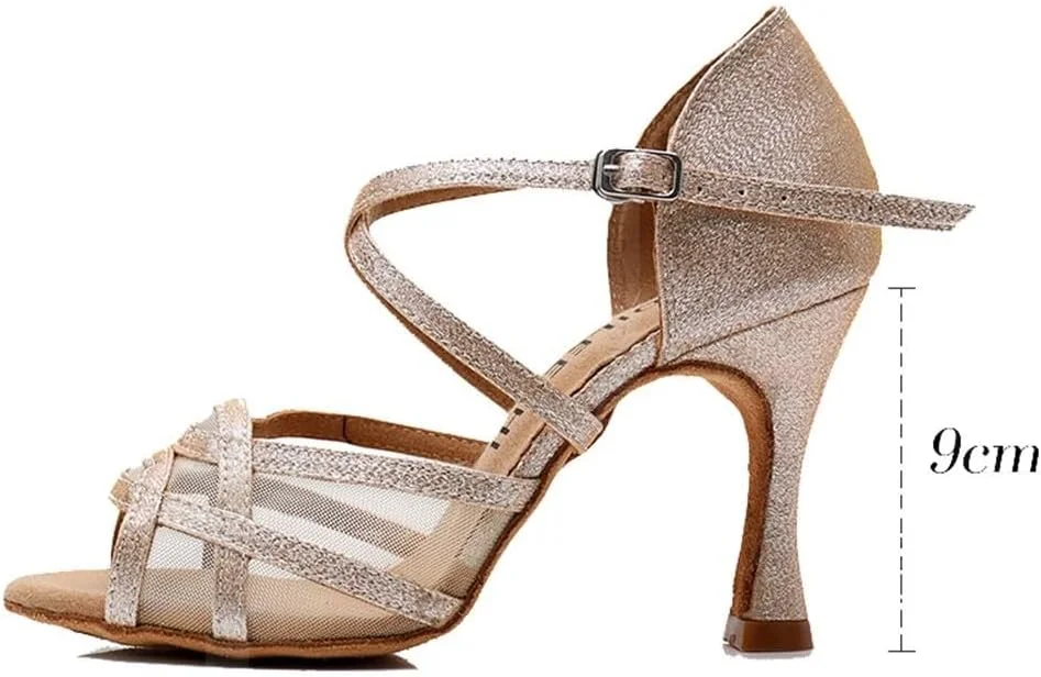 کفش رقص زنانه MGM-Joymod، راحت، توری، اکلیلی، پنجه باز، مناسب سالسا، تانگو، بالروم، لاتین، مدرن، صندل مهمانی عروسی