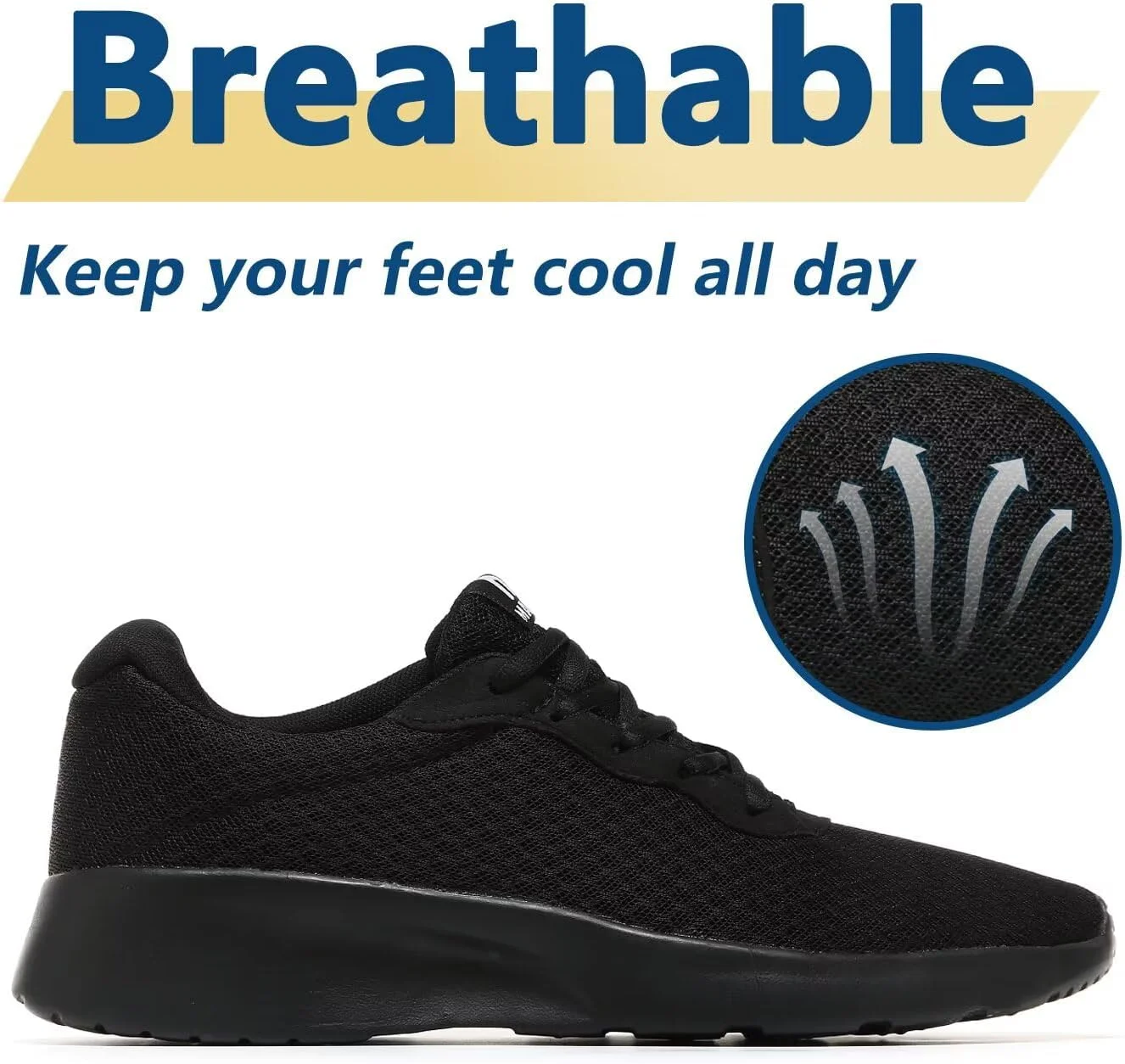 کفش پیاده روی زنانه MAIITRIP، کفش های تنیس و دویدن فوق العاده سبک و تنفسی، کفش های کتانی غیر لغزنده، راحت و شیک، مناسب کار، باشگاه، تمرین، ورزش، دارای بالشتک، مشکی سفید، سایز 8