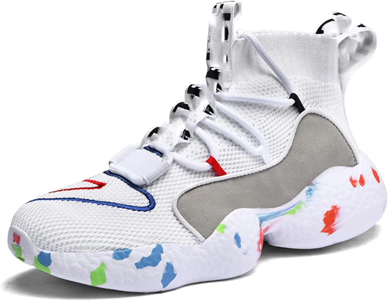 کفش ورزشی زنانه LXMJ، کفش با رویه بافتنی تنفسی، کفش جورابی استتاری زنانه، کفش کتانی بزرگ سایز مناسب دویدن در فضای باز (سایز کفش: 44)