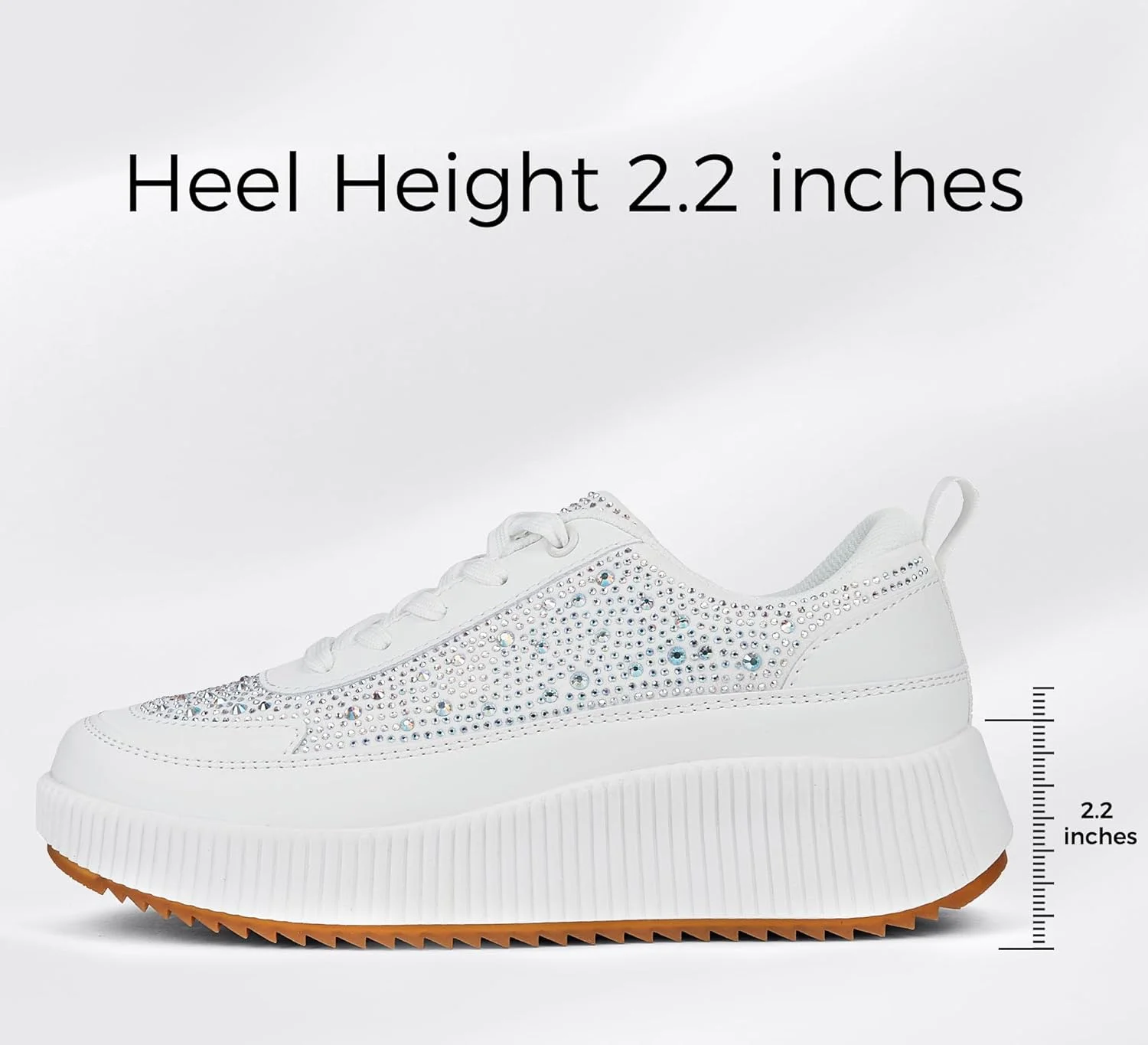 کفش کتانی پلتفرم زنانه LUCKY STEP، نگین دار، فشن، ضخیم، اسپرت، براق، بافت قدیمی، مناسب پیاده روی