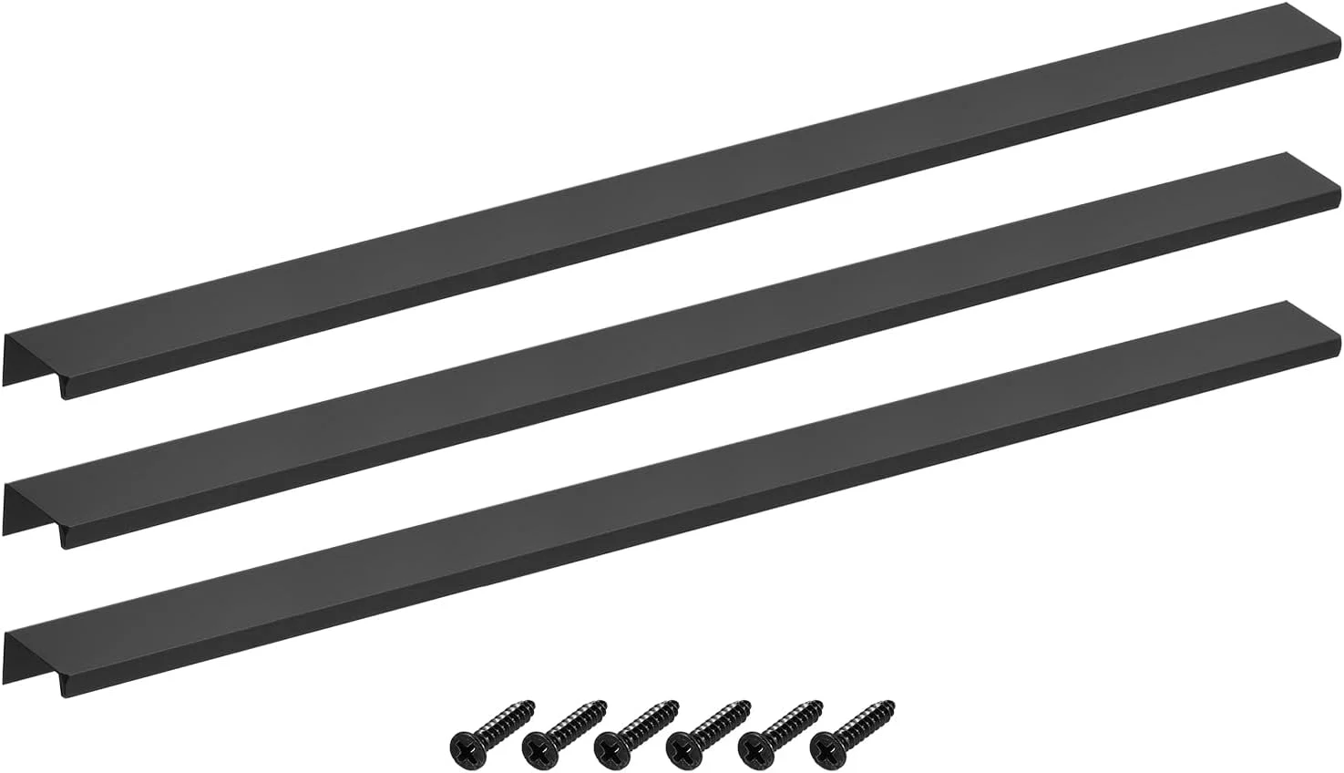 سورسینگ مپ دستگیره لبه انگشتی کابینت، 3 عدد 500 میلی متر / 19.69 اینچ آلیاژ آلومینیوم نصب پشتی دستگیره های مخفی کابینت دستگیره پنهان برای کابینت کشو آشپزخانه منزل، مشکی