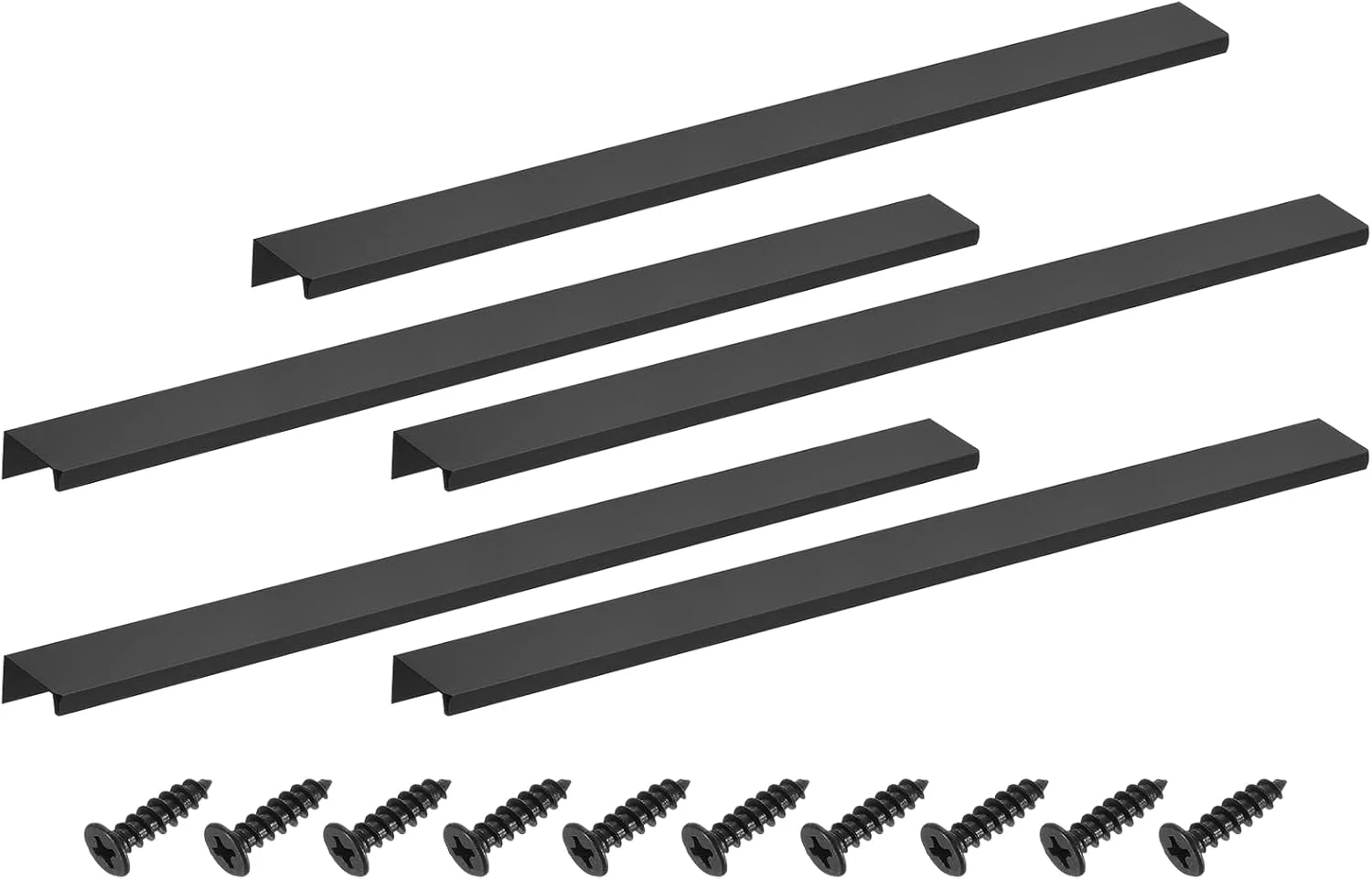 دستگیره لبه انگشتی کابینت سورسیینگ مپ، 5 عدد، 400 میلی متر / 15.75 اینچ، دستگیره مخفی کابینت پشتی آلومینیومی، دستگیره پنهان برای کابینت کشو آشپزخانه منزل، مشکی