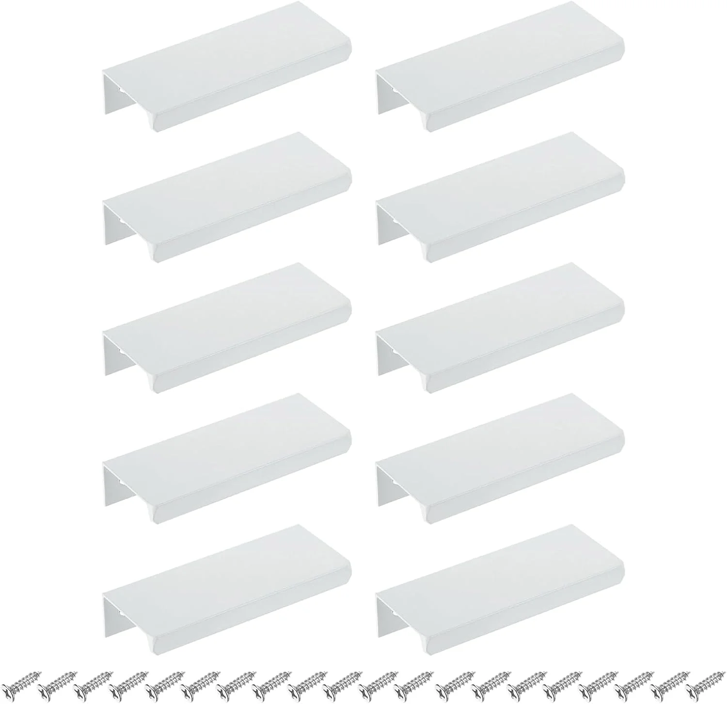 دستگیره لبه انگشتی کابینت سورسیینگ مپ، 10 عدد، 80 میلی متر / 3.15 اینچ، دستگیره مخفی پشتی آلیاژ آلومینیوم برای کابینت کشو آشپزخانه منزل، سفید