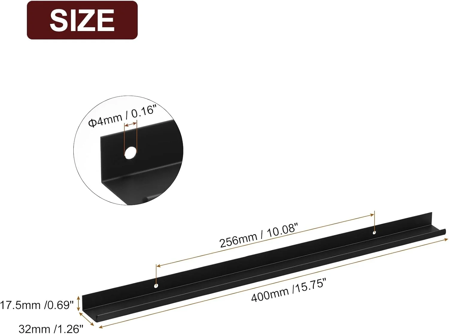 دستگیره لبه انگشتی کابینت سورسیینگ مپ، 5 عدد، 400 میلی متر / 15.75 اینچ، دستگیره مخفی کابینت پشتی آلومینیومی، دستگیره پنهان برای کابینت کشو آشپزخانه منزل، مشکی