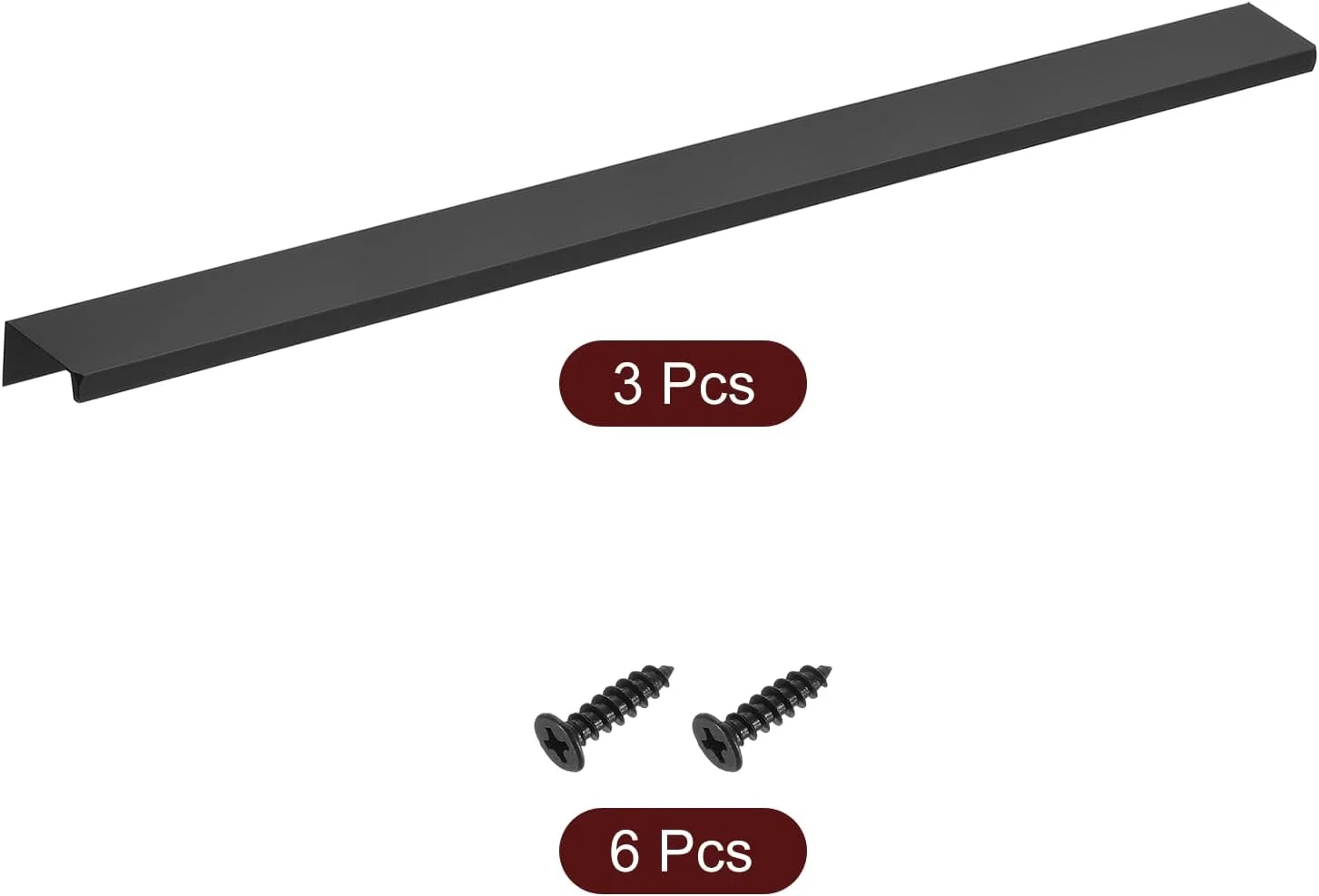 دستگیره مخفی لبه انگشتی کابینت سورسیینگ مپ، 3 عدد 400 میلی متر / 15.75 اینچ آلیاژ آلومینیوم، دستگیره های مخفی نصب شده در پشت کابینت، دستگیره پنهان برای کابینت کشو آشپزخانه منزل، مشکی