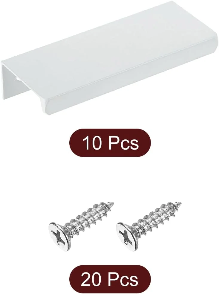دستگیره لبه انگشتی کابینت سورسیینگ مپ، 10 عدد، 80 میلی متر / 3.15 اینچ، دستگیره مخفی پشتی آلیاژ آلومینیوم برای کابینت کشو آشپزخانه منزل، سفید دستگیره لبه انگشتی کابینت سورسیینگ مپ، 10 عدد، 80 میلی متر / 3.15 اینچ، دستگیره مخفی پشتی آلیاژ آلومینیوم برای کابینت کشو آشپزخانه منزل، سفید