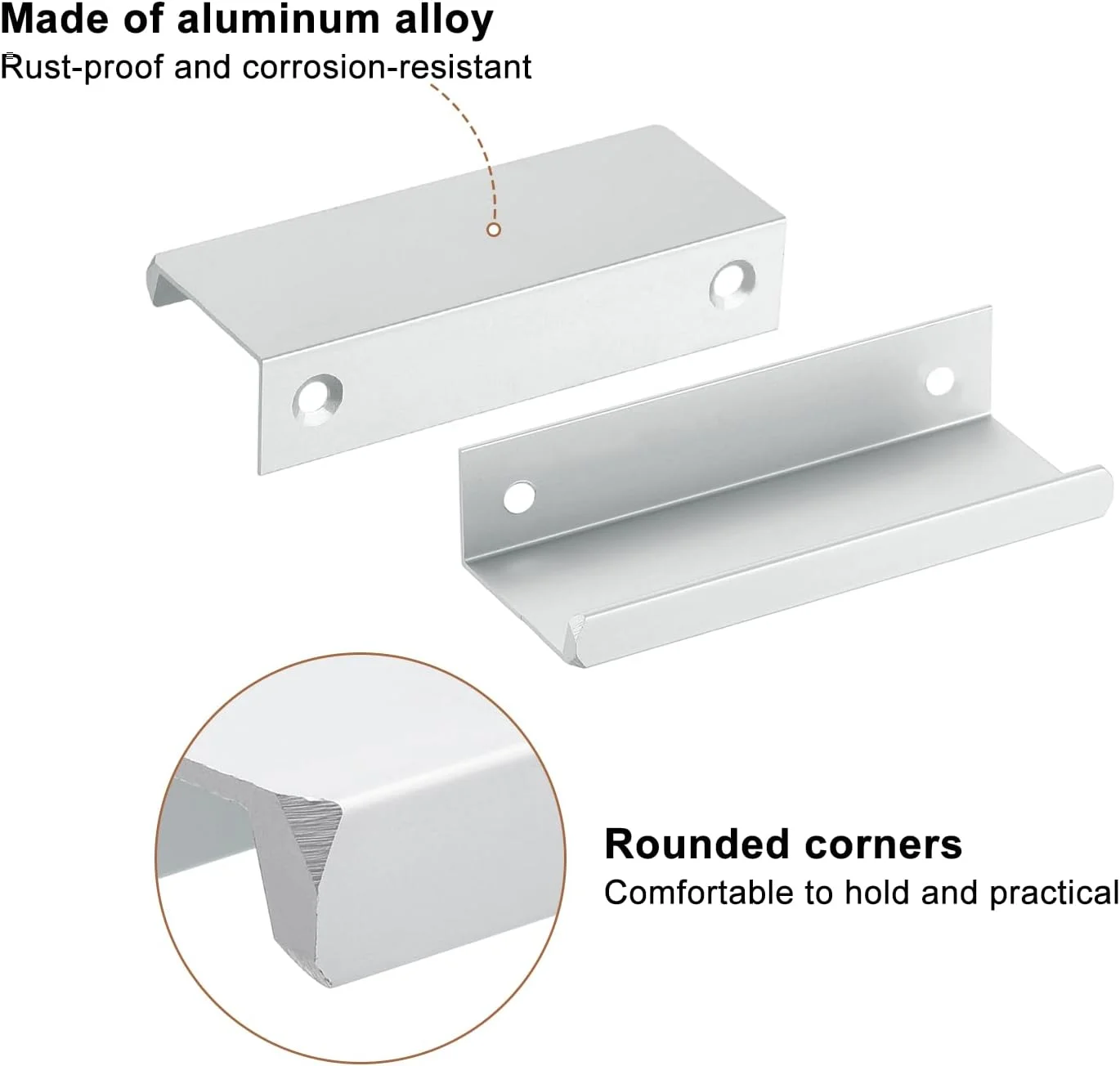 دستگیره لبه انگشتی کابینت سورسیینگ مپ، 8 عدد 80 میلی متری آلیاژ آلومینیوم نصب از پشت دستگیره های مخفی کابینت دستگیره پنهان برای کابینت کشو آشپزخانه منزل، نقره ای