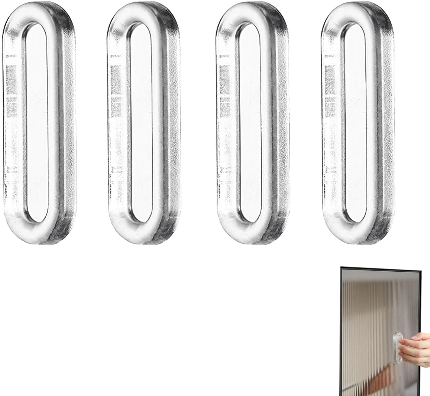ست 4 عددی دستگیره های انگشتی بی رنگ، خودچسب، فرورفته و بیضی شکل برای درب های شیشه ای کشویی، کشوهای کابینت، پنجره ها، نصب آسان و مدرن، کیت سخت افزاری فرورفته و نامرئی ست 4 عددی دستگیره های انگشتی بی رنگ، خودچسب، فرورفته و بیضی شکل برای درب های شیشه ای کشویی، کشوهای کابینت، پنجره ها، نصب آسان و مدرن، کیت سخت افزاری فرورفته و نامرئی