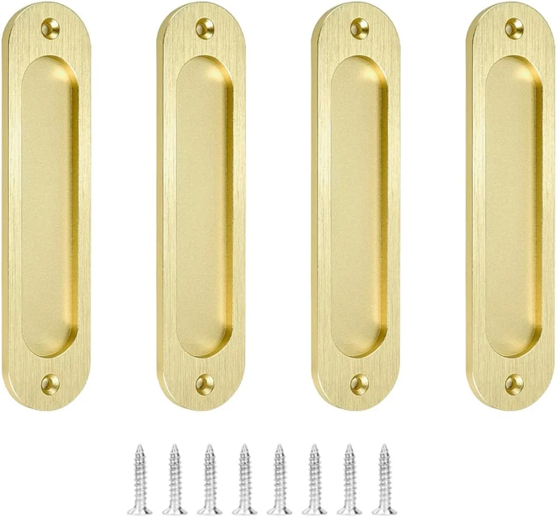 دستگیره های توکار انگشتی، بسته 4 عددی، 15 سانتی متری، آلیاژ آلومینیوم، مناسب درب های کشویی کمد، درب انبار، کمد، کابینت، پنجره، دستگیره های بیضی توکار