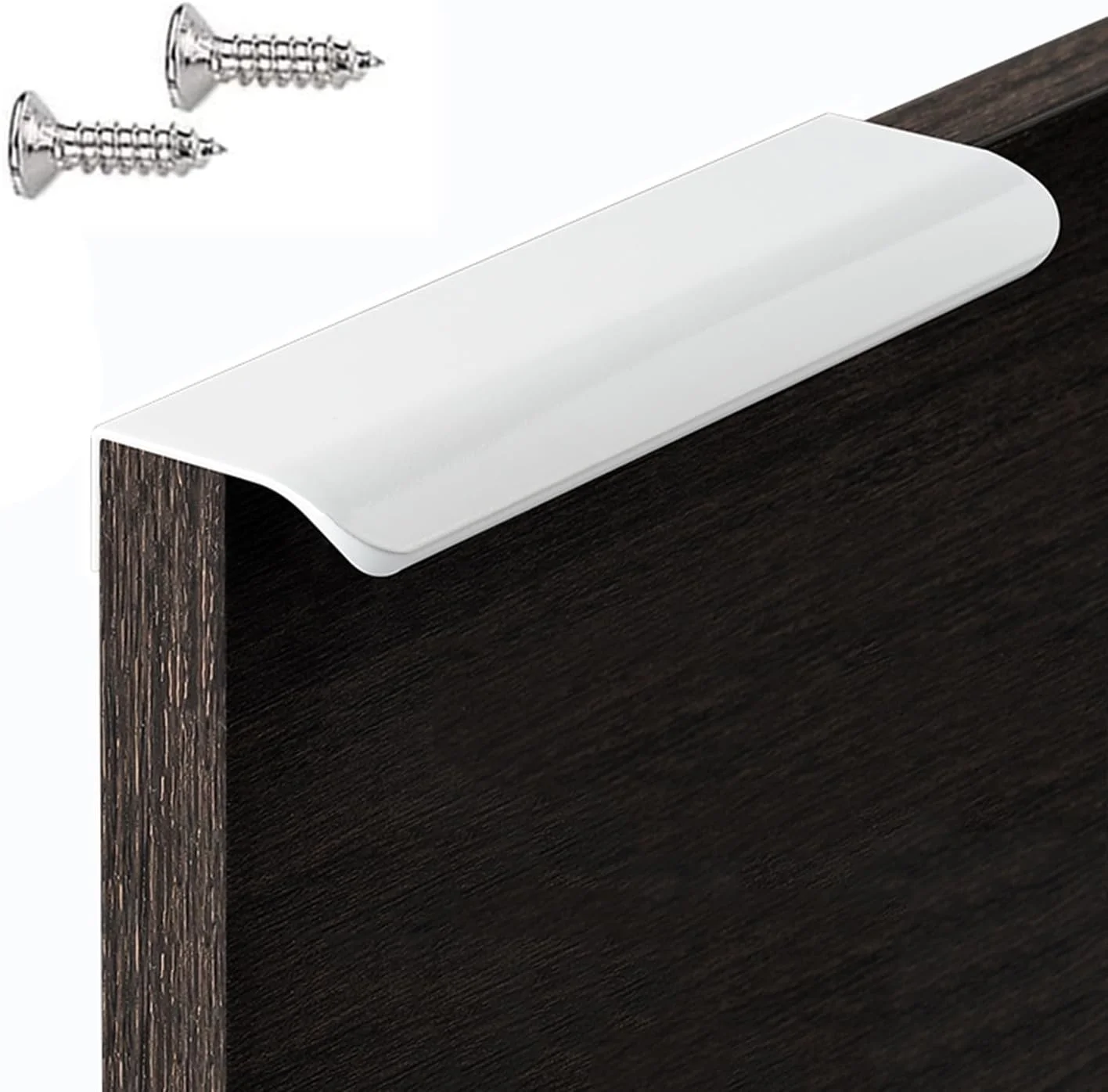 دستگیره مخفی کابینت آشپزخانه SANJIAOJIA، دستگیره درب کمد، کشو، کمد دیواری اتاق خواب، دستگیره لبه انگشتی فرورفته، دستگیره پروفیل، سخت افزار آلومینیومی سفید براق (طول: 200 میلی متر)