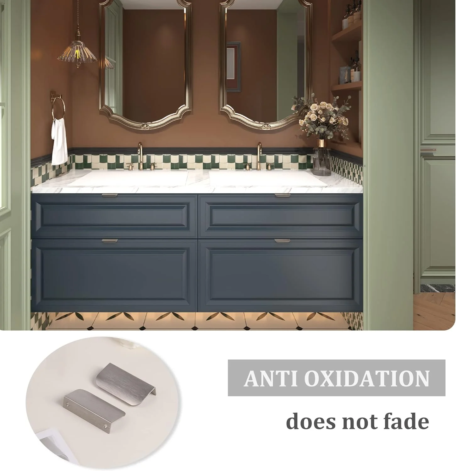 دستگیره مخفی لبه ساتانگا برای کابینت، کشو، دستگیره آلومینیومی درب با نصب پشتی پنهان برای منزل، بسته 5 عددی، نیکل برس خورده مدرن، طول کلی 8 سانتی متر، نصب آسان