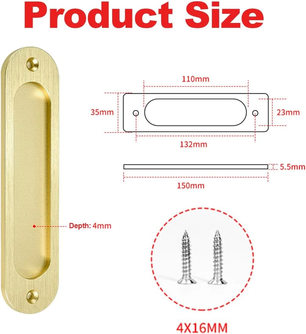 دستگیره های توکار انگشتی، بسته 4 عددی، 15 سانتی متری، آلیاژ آلومینیوم، مناسب درب های کشویی کمد، درب انبار، کمد، کابینت، پنجره، دستگیره های بیضی توکار