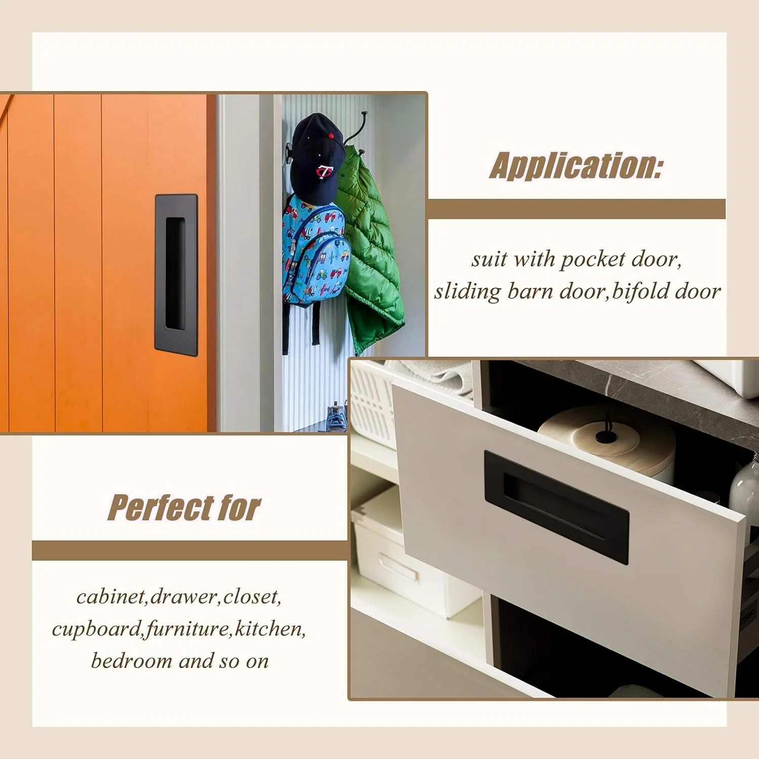 (2 عددی) دستگیره های توکار مستطیلی مشکی پروبریو، دستگیره های کشویی درب، دستگیره های انگشتی درب کمد استیل ضد زنگ، طول 6 اینچ (150 میلی متر)، دستگیره های توکار (2 عددی) دستگیره های توکار مستطیلی مشکی پروبریو، دستگیره های کشویی درب، دستگیره های انگشتی درب کمد استیل ضد زنگ، طول 6 اینچ (150 میلی متر)، دستگیره های توکار