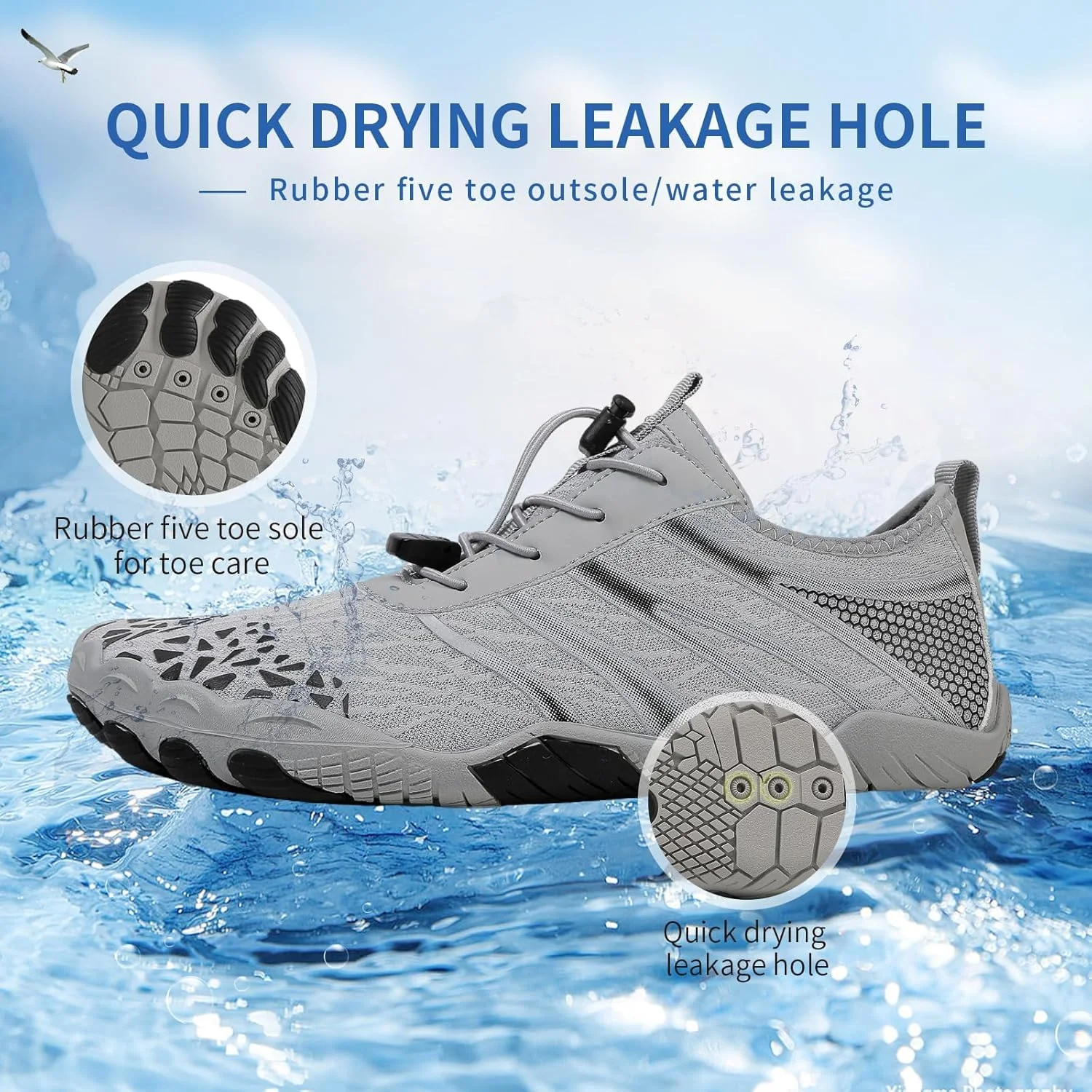 کفش های پیاده روی بارهفوت KASTWAVE برای زنان و مردان، تنفسی، ضد لغزش، کفش ورزشی با فضای پنجه، کفش های آبی برای پیاده روی، مناسب برای نوروپاتی، راحتی زمینی، زیره صفر، سایز 43 EU پهن