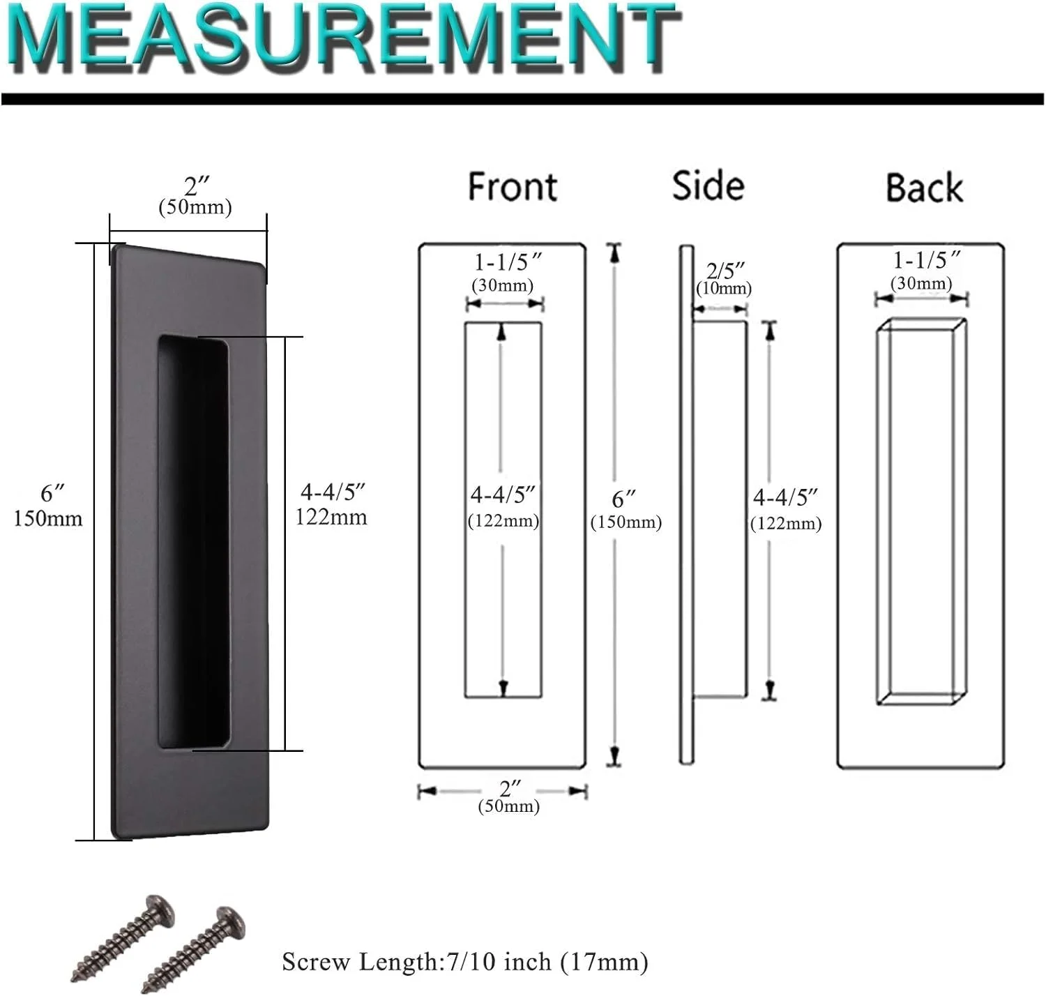 (2 عددی) دستگیره های توکار مستطیلی مشکی پروبریو، دستگیره های کشویی درب، دستگیره های انگشتی درب کمد استیل ضد زنگ، طول 6 اینچ (150 میلی متر)، دستگیره های توکار (2 عددی) دستگیره های توکار مستطیلی مشکی پروبریو، دستگیره های کشویی درب، دستگیره های انگشتی درب کمد استیل ضد زنگ، طول 6 اینچ (150 میلی متر)، دستگیره های توکار