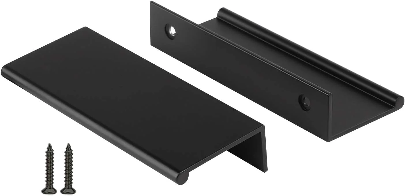 دستگیره کابینت مشکی Peaha بسته 10 عددی، سخت افزار کابینت آشپزخانه، آلیاژ آلومینیوم، دستگیره لبه کابینت، دستگیره انگشتی مشکی، 76 میلی متر / 3 اینچ مرکز به مرکز