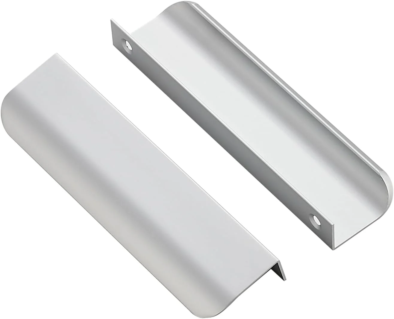 دستگیره مخفی کابینت راوینته بسته 10 عددی، مرکز سوراخ 128 میلی متر، دستگیره لبه ای نقره ای، دستگیره های مخفی برای کشو آشپزخانه، طول 150 میلی متر