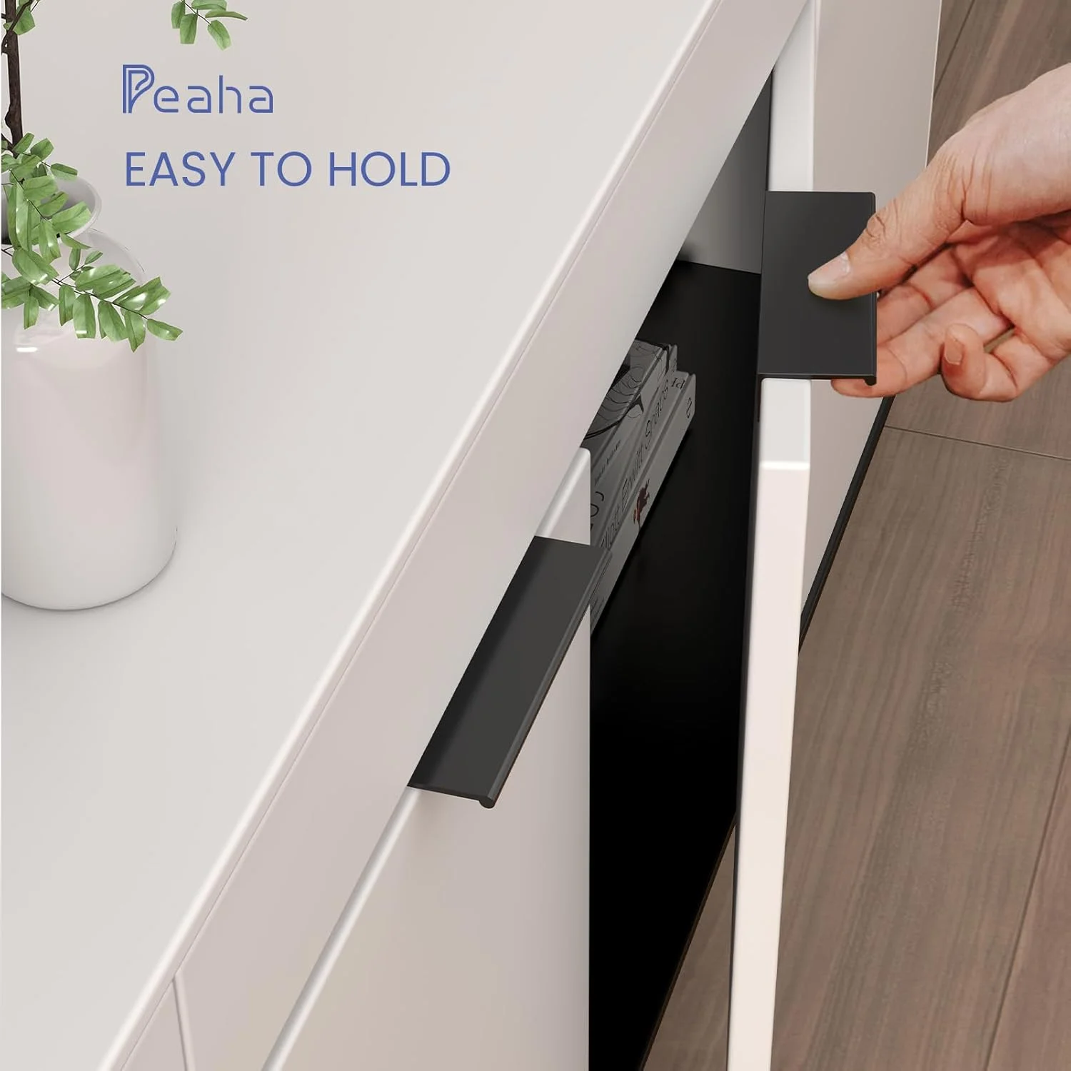 دستگیره کابینت آشپزخانه Peaha، بسته 30 عددی، سخت افزار مشکی کابینت، دستگیره لبه انگشتی کابینت، دستگیره انگشتی درب، فاصله مرکز تا مرکز 160 میلی متر