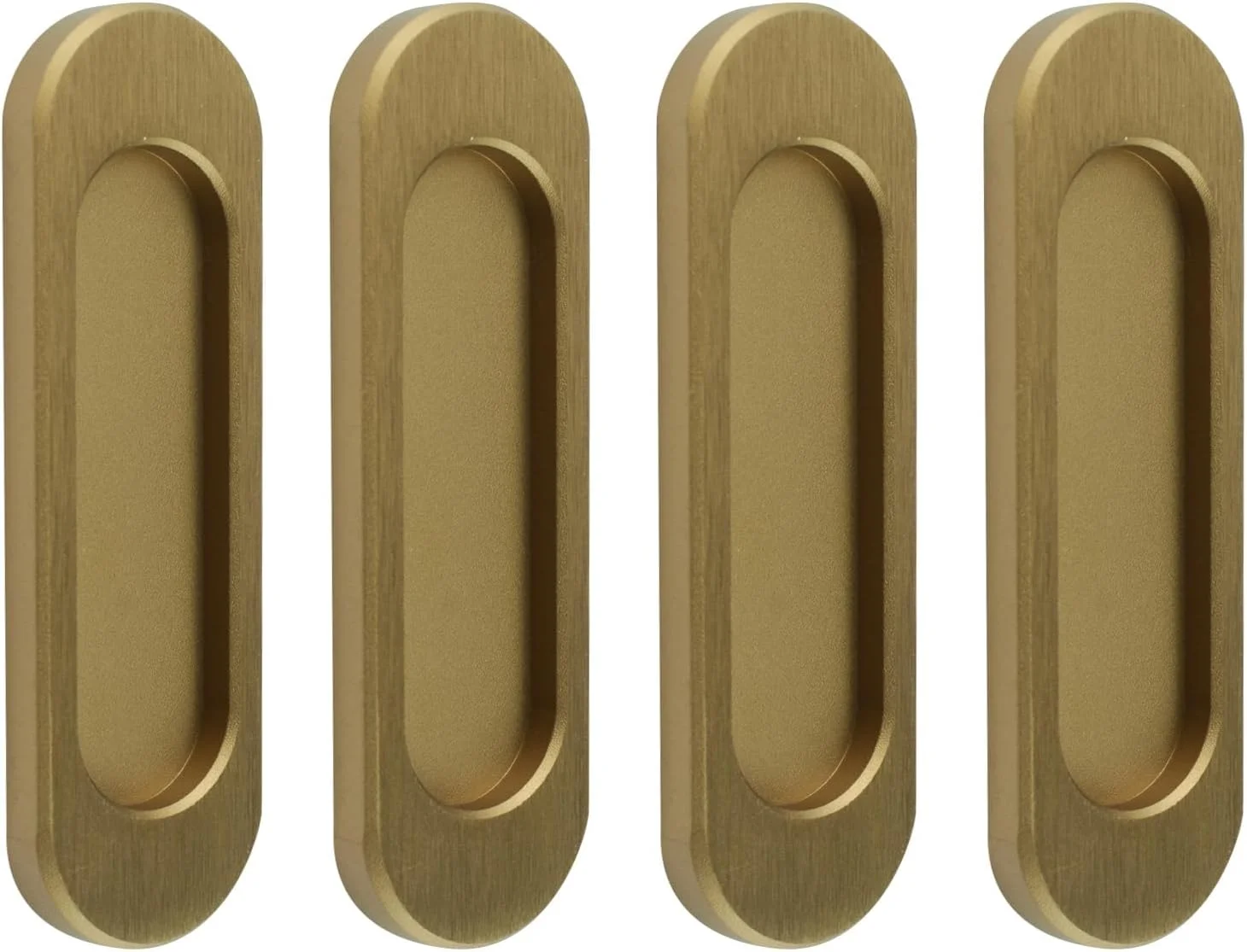 دستگیره کشویی بیضی شکل خود چسب MOROBOR، 4 عدد دستگیره توکار مخفی آلیاژ آلومینیوم برای درب کشویی انبار، کمد و کشوها (طلایی برنزی، 100 میلی متر)