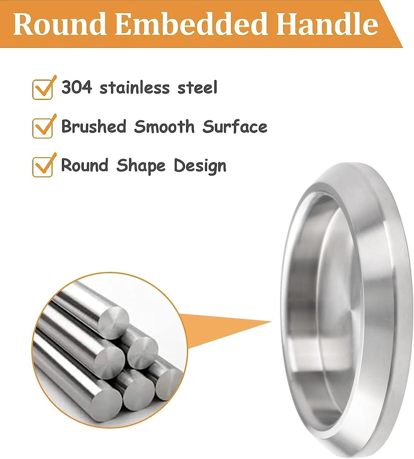 دستگیره کشویی درب کمد دیواری MOROBOR، بسته 2 عددی، دستگیره گرد استیل ضد زنگ، دستگیره توکار کابینت آشپزخانه، دستگیره نامرئی درب، خاکستری