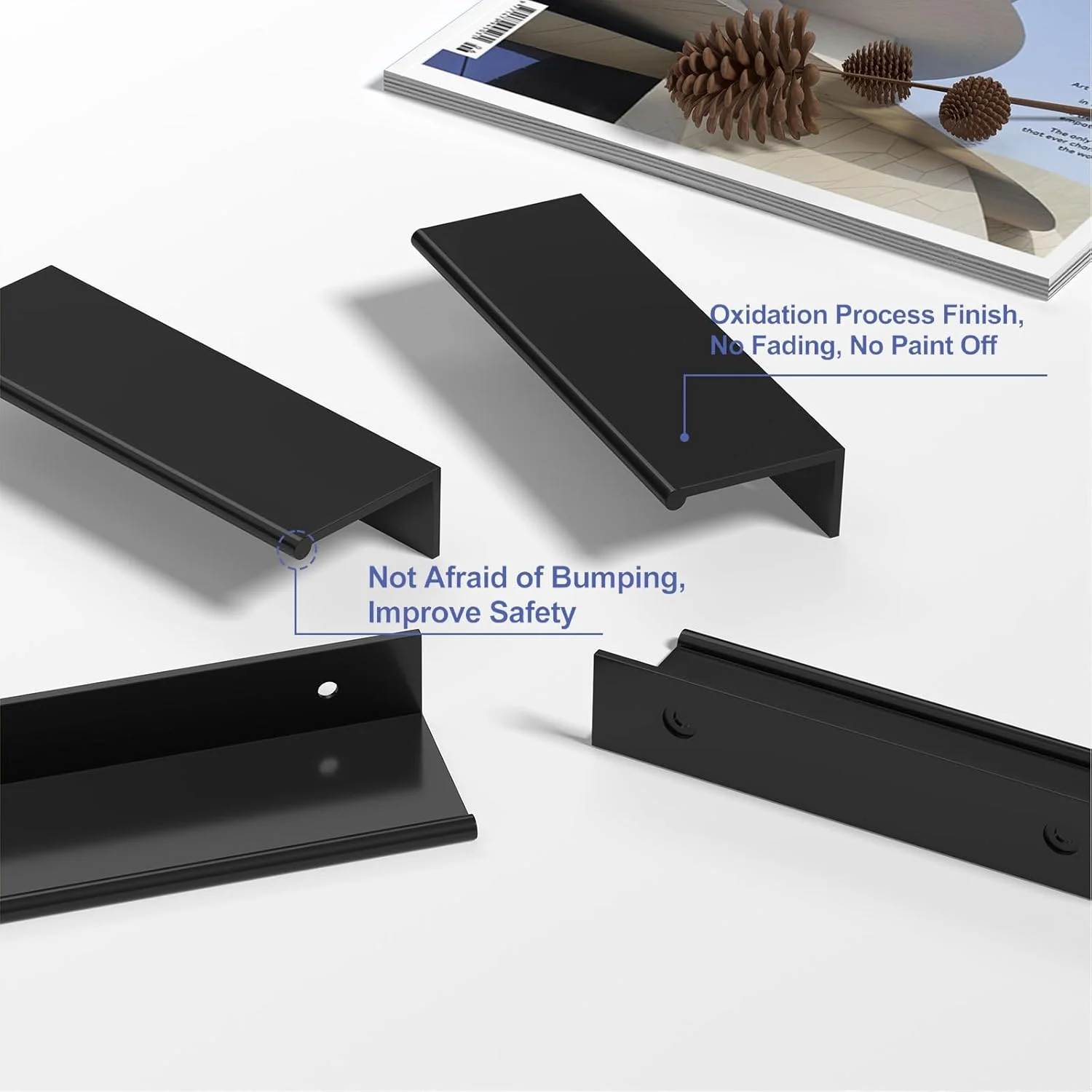 دستگیره کابینت آشپزخانه Peaha، بسته 30 عددی، سخت افزار مشکی کابینت، دستگیره لبه انگشتی کابینت، دستگیره انگشتی درب، فاصله مرکز تا مرکز 160 میلی متر