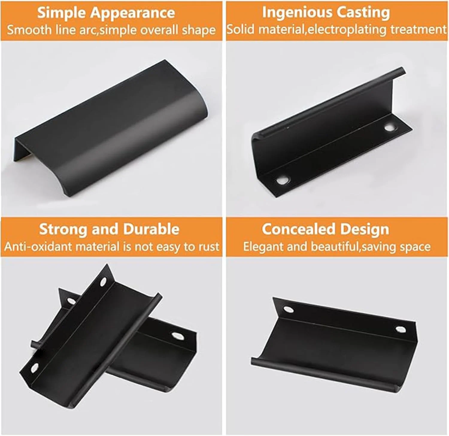 دستگیره لبه ای مدرن مبلمان MOROBOR، مناسب کشو، کابینت و آشپزخانه، 120 میلی متر، مشکی، بسته 8 عددی دستگیره لبه ای مدرن مبلمان MOROBOR، مناسب کشو، کابینت و آشپزخانه، 120 میلی متر، مشکی، بسته 8 عددی