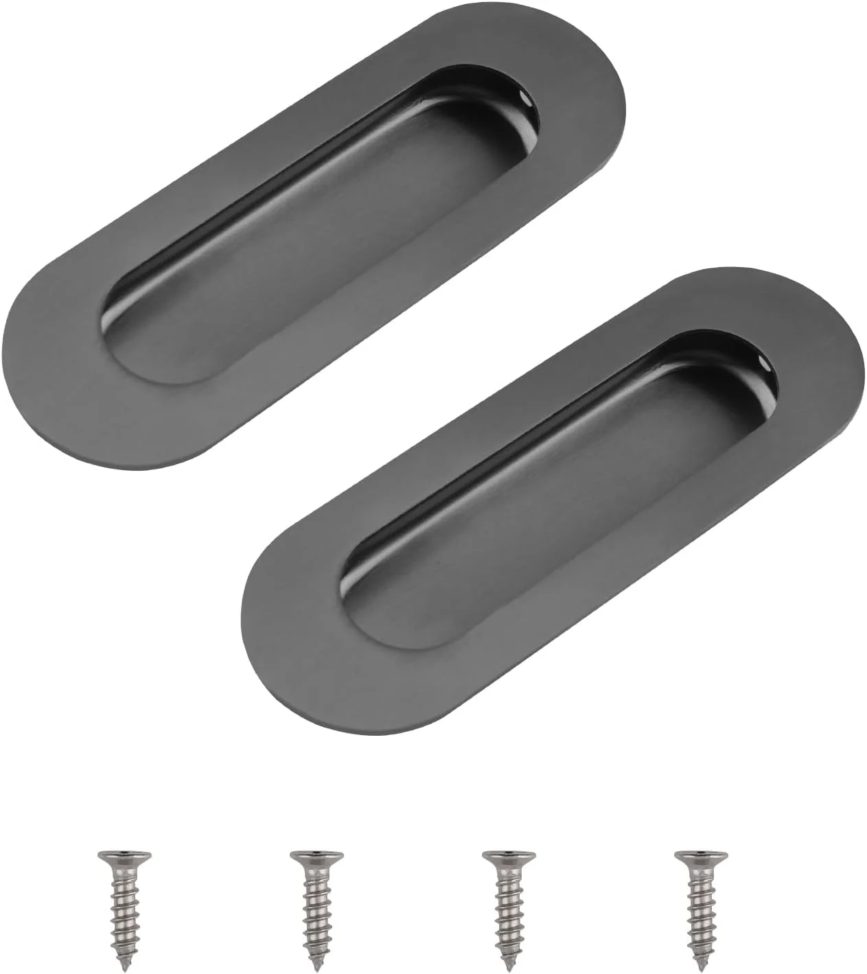 دستگیره های توکار درب کشویی MOROBOR، بسته 2 عددی، خاکستری، دستگیره های انگشتی فرورفته برای درب کابینت، کمد، دراور، استیل ضد زنگ بیضی شکل دستگیره های توکار درب کشویی MOROBOR، بسته 2 عددی، خاکستری، دستگیره های انگشتی فرورفته برای درب کابینت، کمد، دراور، استیل ضد زنگ بیضی شکل