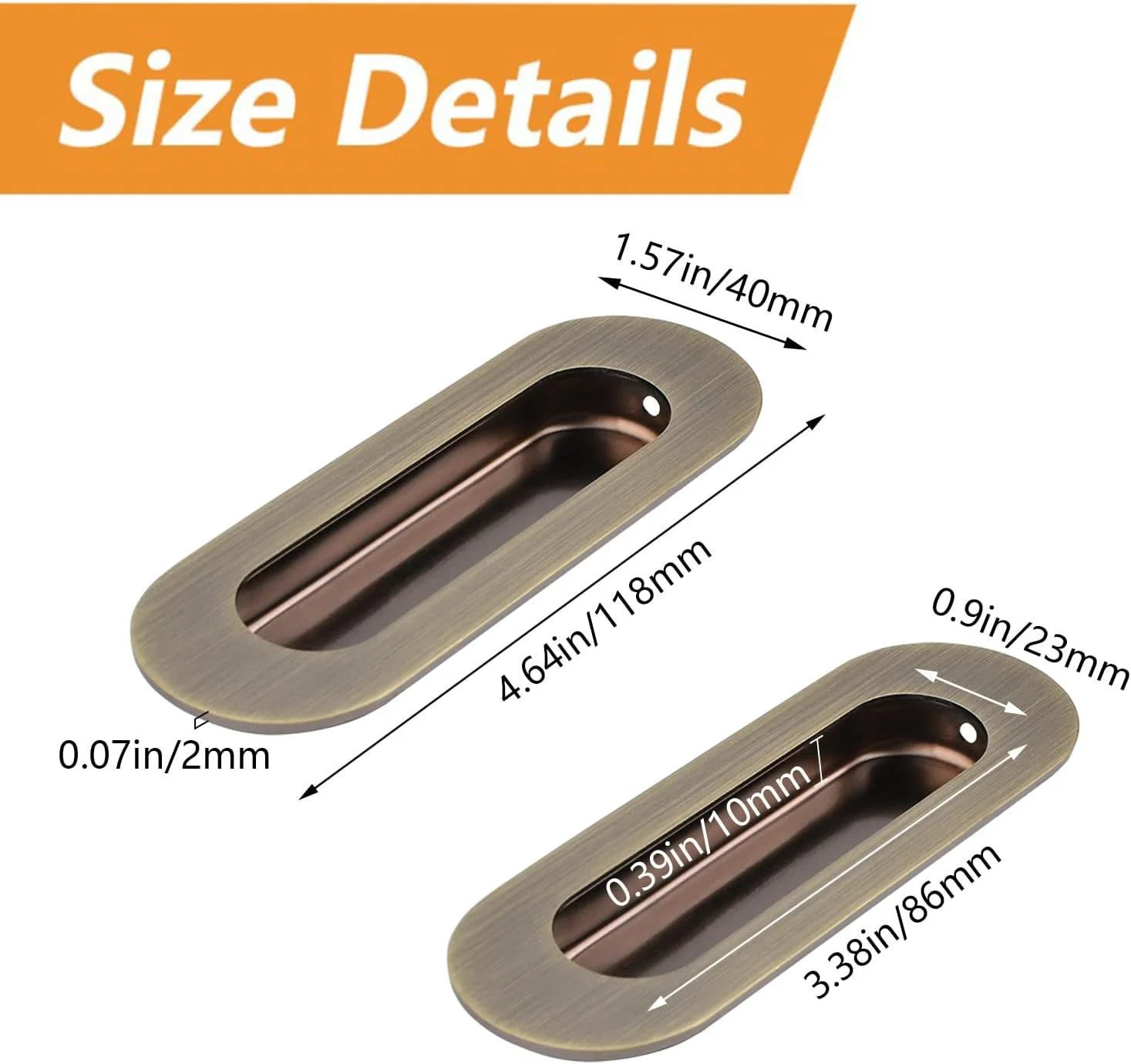 دستگیره کابینت MOROBOR، 2 عدد فولاد ضد زنگ برنزی بیضی شکل با سوراخ جانبی توکار دستگیره درب کشویی فرورفته با پیچ های مخفی برای کمد کشو و کمد لباس دستگیره کابینت MOROBOR، 2 عدد فولاد ضد زنگ برنزی بیضی شکل با سوراخ جانبی توکار دستگیره درب کشویی فرورفته با پیچ های مخفی برای کمد کشو و کمد لباس