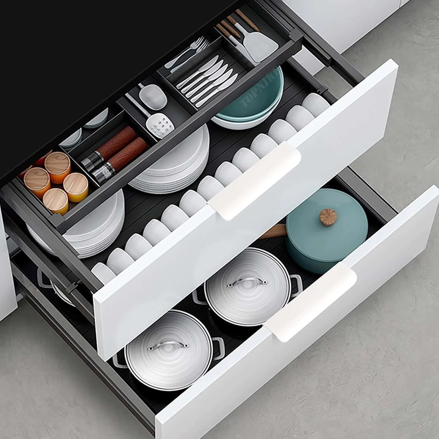 دستگیره لبه انگشتی Nivofu، 6 عدد دستگیره مخفی کابینت، دستگیره های توکار کابینت 120 میلی متر، دستگیره آلومینیومی، با 12 پیچ، دستگیره کشو برای کمد، کابینت، اتاق خواب (سفید)