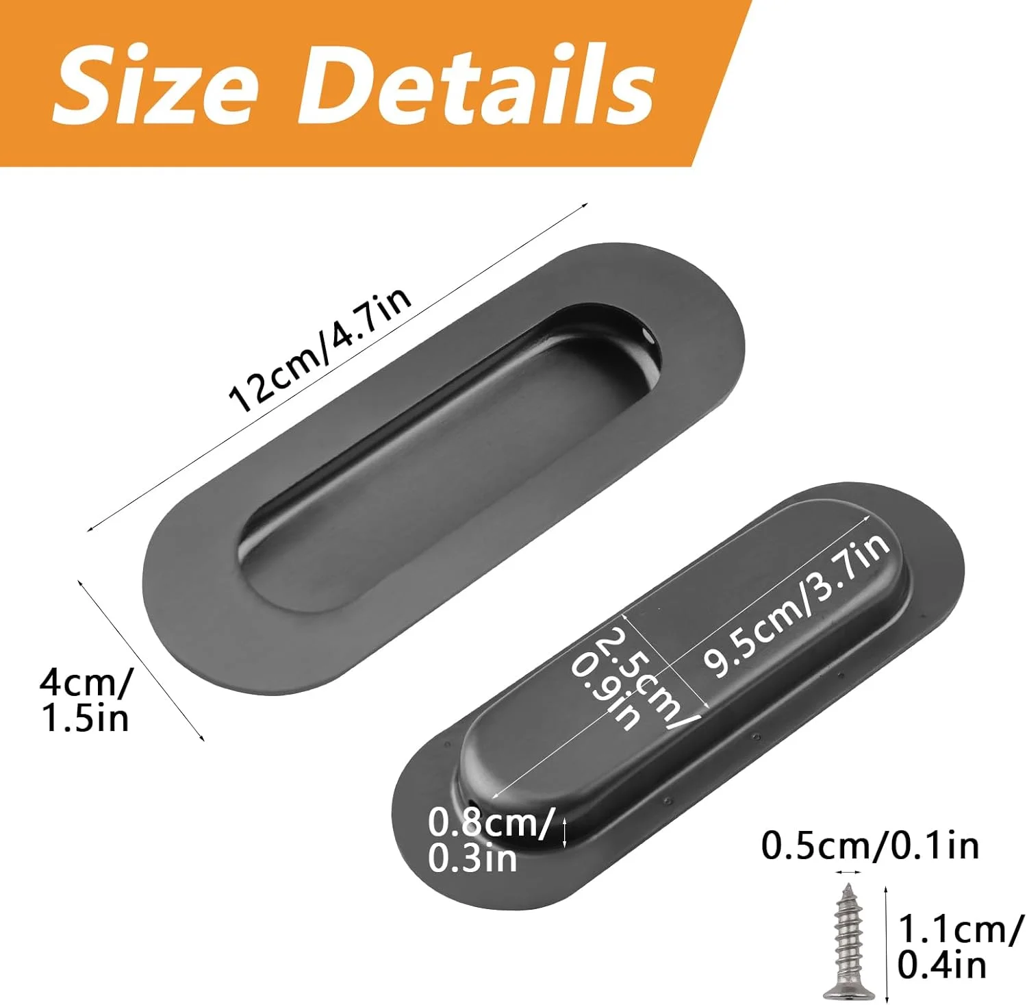 دستگیره های توکار درب کشویی MOROBOR، بسته 2 عددی، خاکستری، دستگیره های انگشتی فرورفته برای درب کابینت، کمد، دراور، استیل ضد زنگ بیضی شکل دستگیره های توکار درب کشویی MOROBOR، بسته 2 عددی، خاکستری، دستگیره های انگشتی فرورفته برای درب کابینت، کمد، دراور، استیل ضد زنگ بیضی شکل