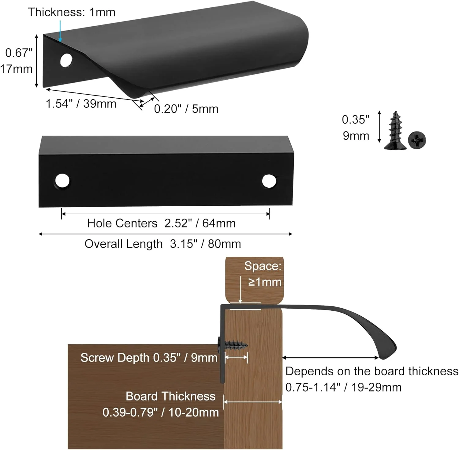 دستگیره مخفی لبه مشکی کابینت Malimali بسته 10 عددی، 3.15 اینچ، دستگیره های کشو کابینت آشپزخانه، دستگیره های آلومینیومی مدرن برای درب کمد، مشکی مات