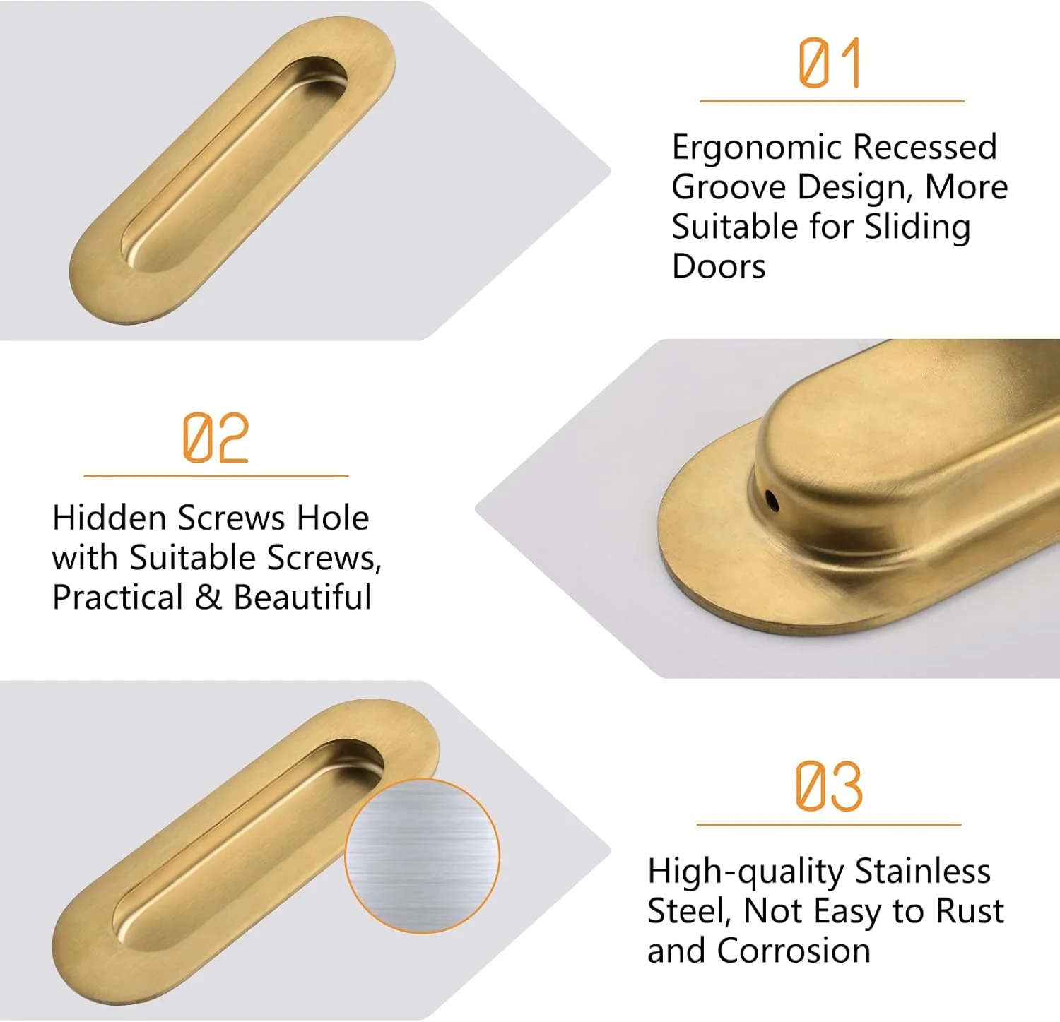 دستگیره توکار استیل طلایی مات MOROBOR، 2 عددی، دستگیره درب کشویی بیضی شکل فرورفته با پیچ های مخفی برای کشو کمد و کمد لباس دستگیره توکار استیل طلایی مات MOROBOR، 2 عددی، دستگیره درب کشویی بیضی شکل فرورفته با پیچ های مخفی برای کشو کمد و کمد لباس