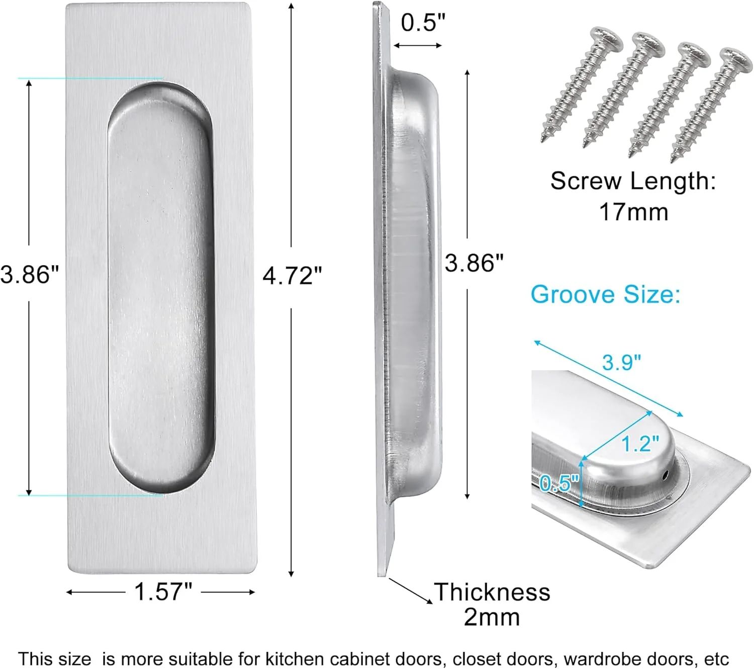 دستگیره های توکار انگشتی مستطیلی مَلیمالی، مناسب درب کابینت آشپزخانه، کمد و کشو، جنس استیل ضد زنگ برس خورده، طول 4.72 اینچ (2 عدد) دستگیره های توکار انگشتی مستطیلی مَلیمالی، مناسب درب کابینت آشپزخانه، کمد و کشو، جنس استیل ضد زنگ برس خورده، طول 4.72 اینچ (2 عدد)