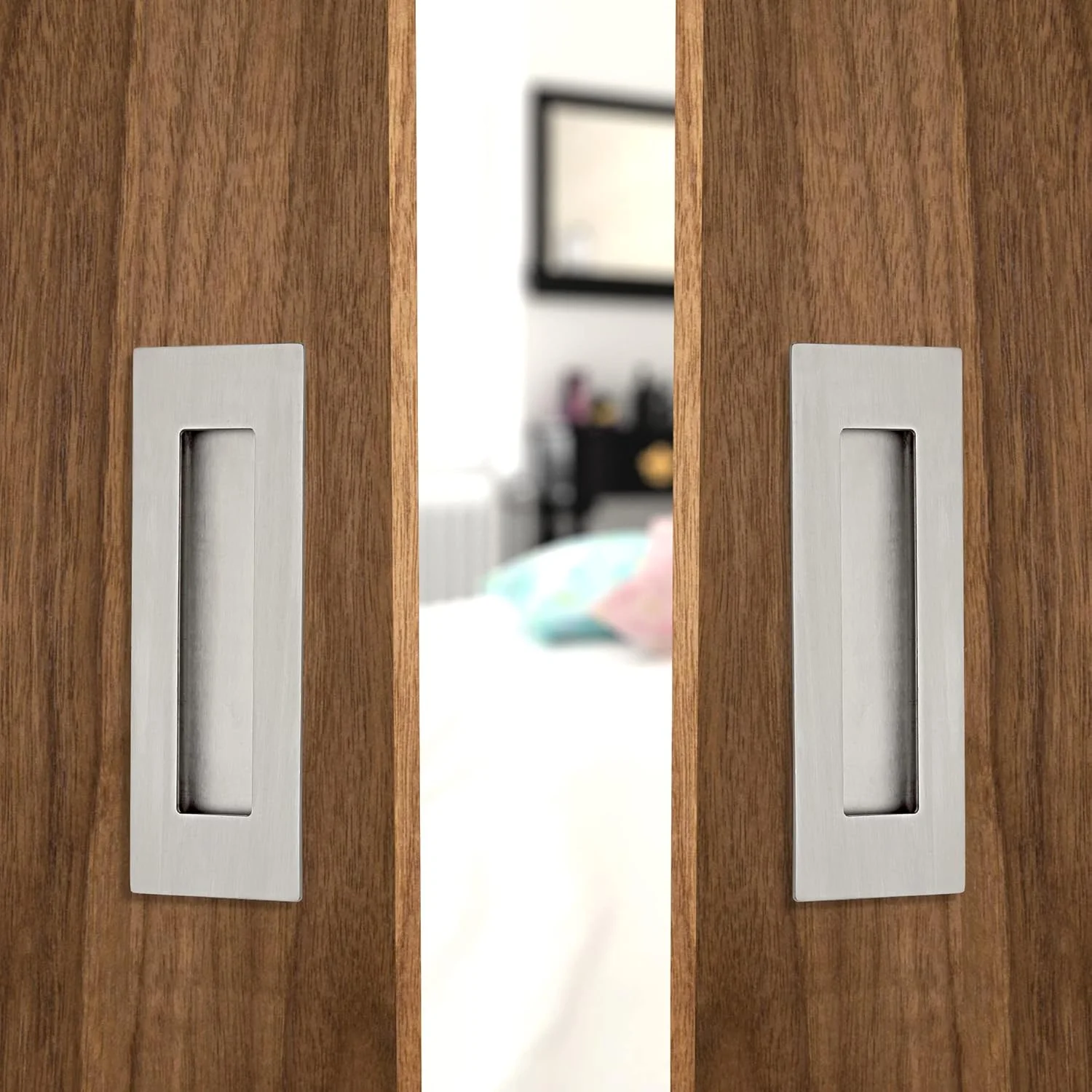 دستگیره های توکار انگشتی 6 اینچی Malimali برای درب های کشویی، درب کمد، دستگیره درب انبار کشویی، سخت افزار دستگیره مستطیلی استیل ضد زنگ برس خورده (2 عدد)