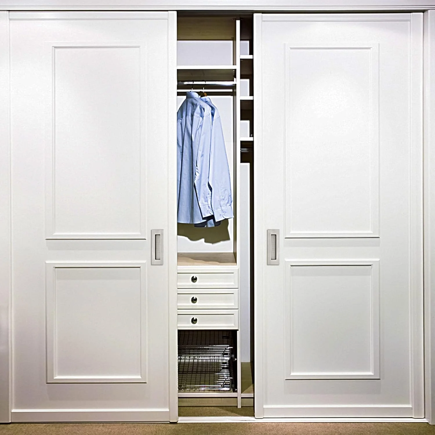 دستگیره های توکار انگشتی 6 اینچی Malimali برای درب های کشویی، درب کمد، دستگیره درب انبار کشویی، سخت افزار دستگیره مستطیلی استیل ضد زنگ برس خورده (2 عدد)